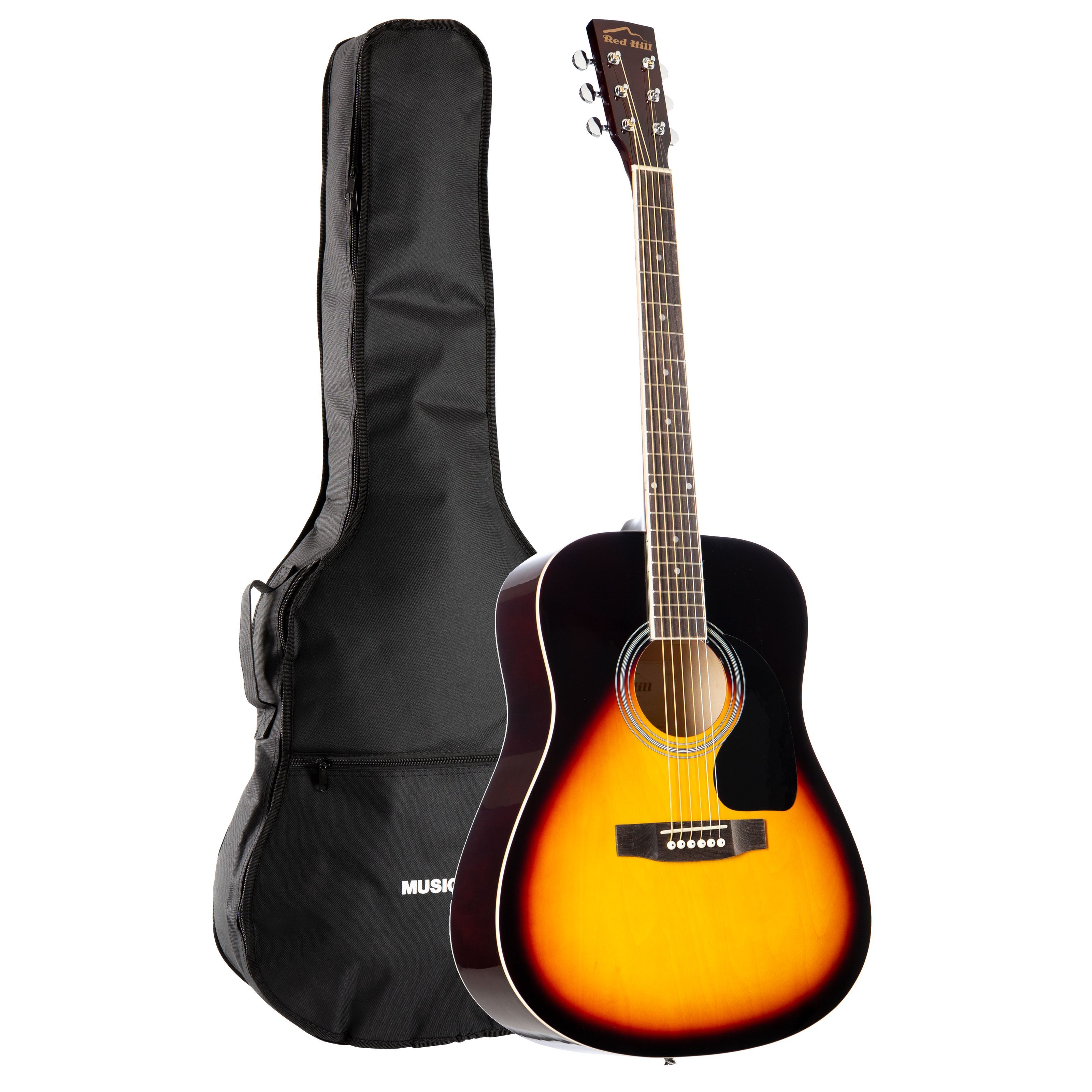 Red Hill Westerngitarre, D-1 SB Dreadnought Acoustic Guitar Set Sunburst Finish Ivory ABS Binding X-Bracing Graph Tech NuBone Saddle Beginner Friendly Includes Gigbag, Westerngitarren, Westerngitarren-Sets, D-1 SB Dreadnought Acoustic Guitar, Sunburst Finish, Beginner