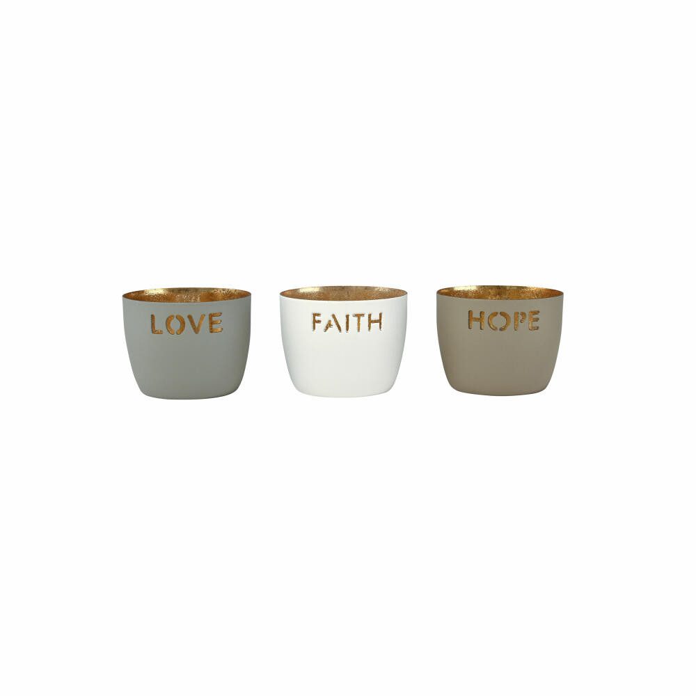 Giftcompany Windlicht Madras Love Faith Hope XS 3er Set H 4.5 cm