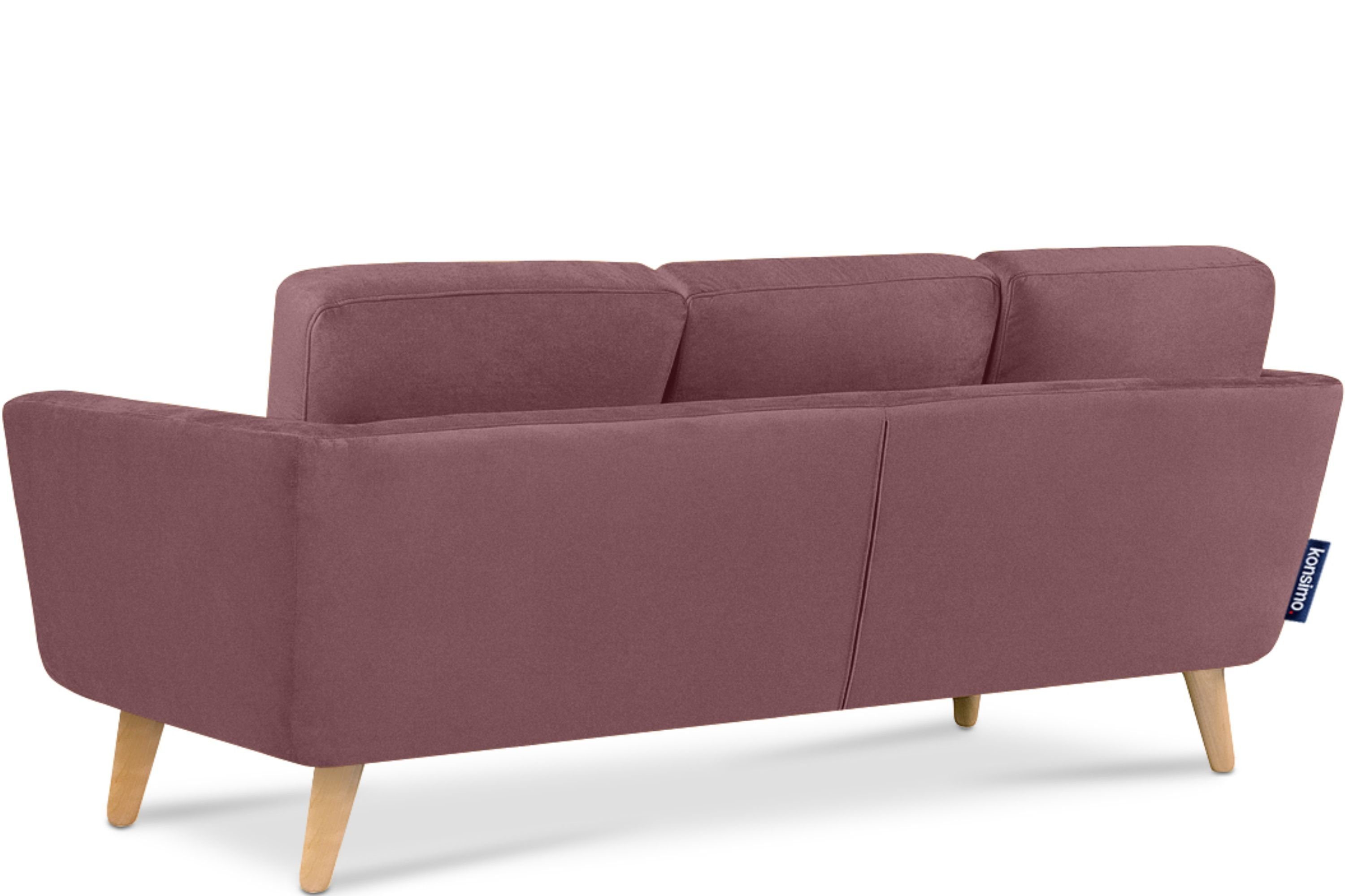 aus Ecksofa in Gestell mit Konsimo Massivholz Europa, rechts, koralle Armlehnen, TAGIO Scandi-Stil, Made