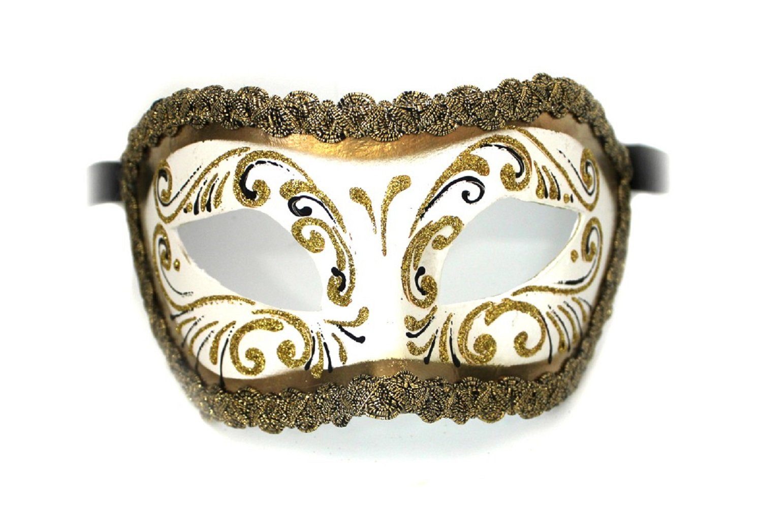 Carta Alta Venetian Masks Verkleidungsmaske Original Venezianische Maske Damen Colombina Decor Era Gold Weiss, Hergestellt in Venedig