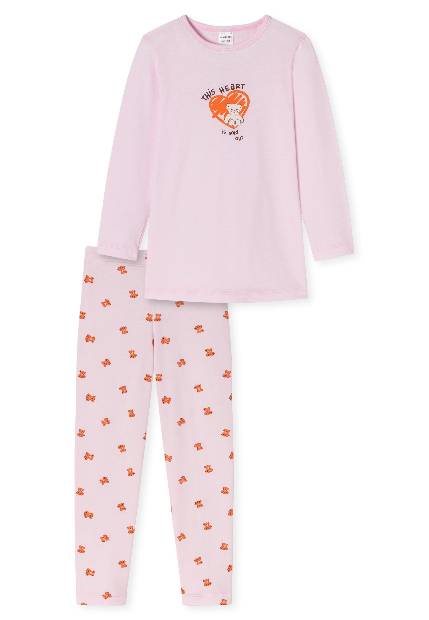 Schiesser Schlafanzug Mädchen Natural - Pyjama Love Teddy-Motiv
