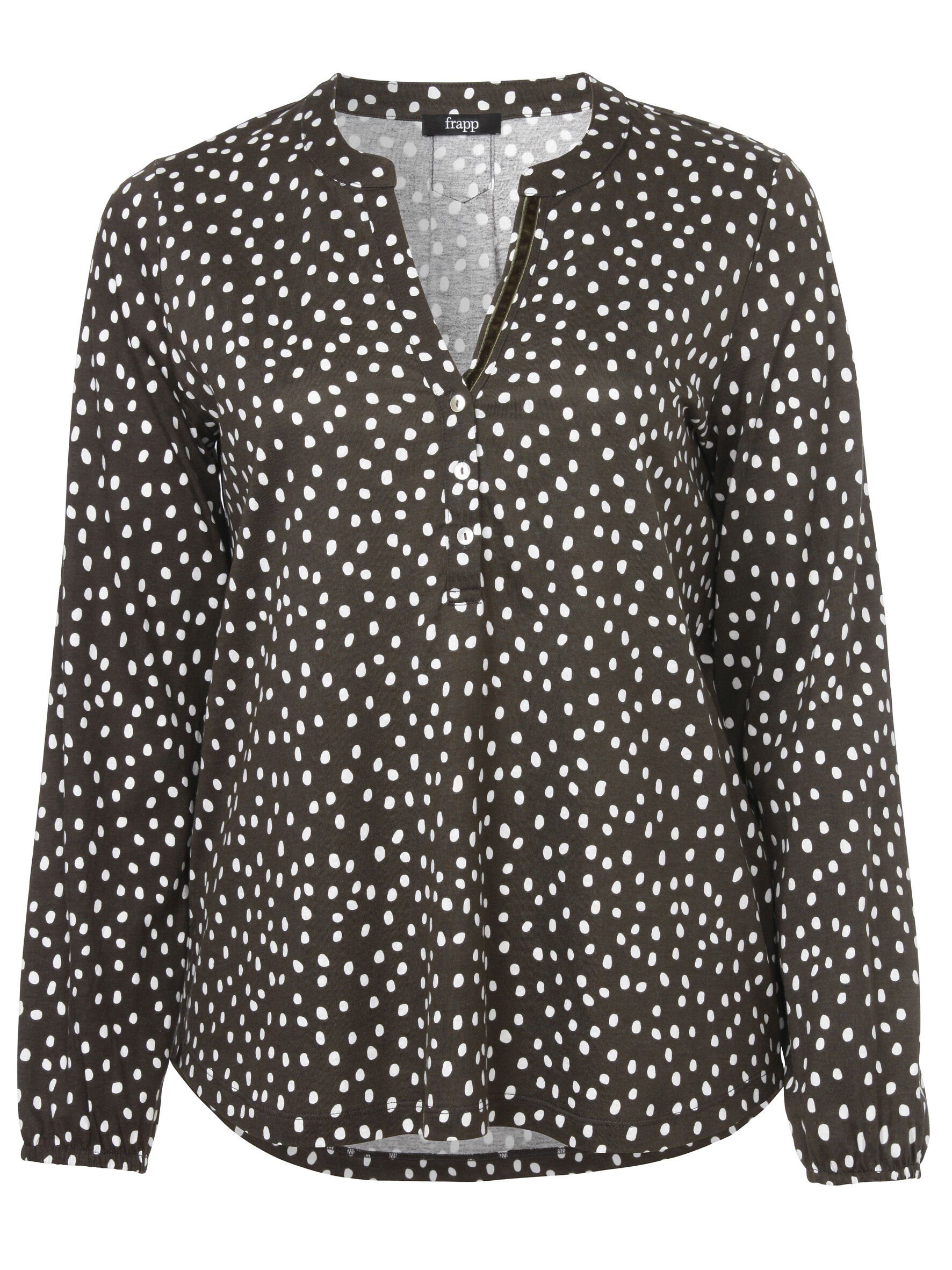 Langarmbluse Feminine Langarmbluse mit gepunktetem Allover-Muster