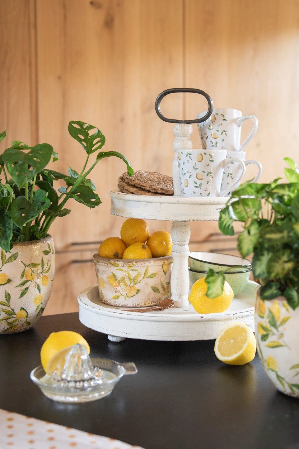 Clayre & Eef Blumentopf Clayre & Eef Blumentopf „Zitrone“ – Gelb, Rund, 18x17cm, Keramik