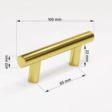 Prima-Online Möbelgriff Möbelgriff Küchengriff Schrankgriff mit Schrauben Gold 10-50cm