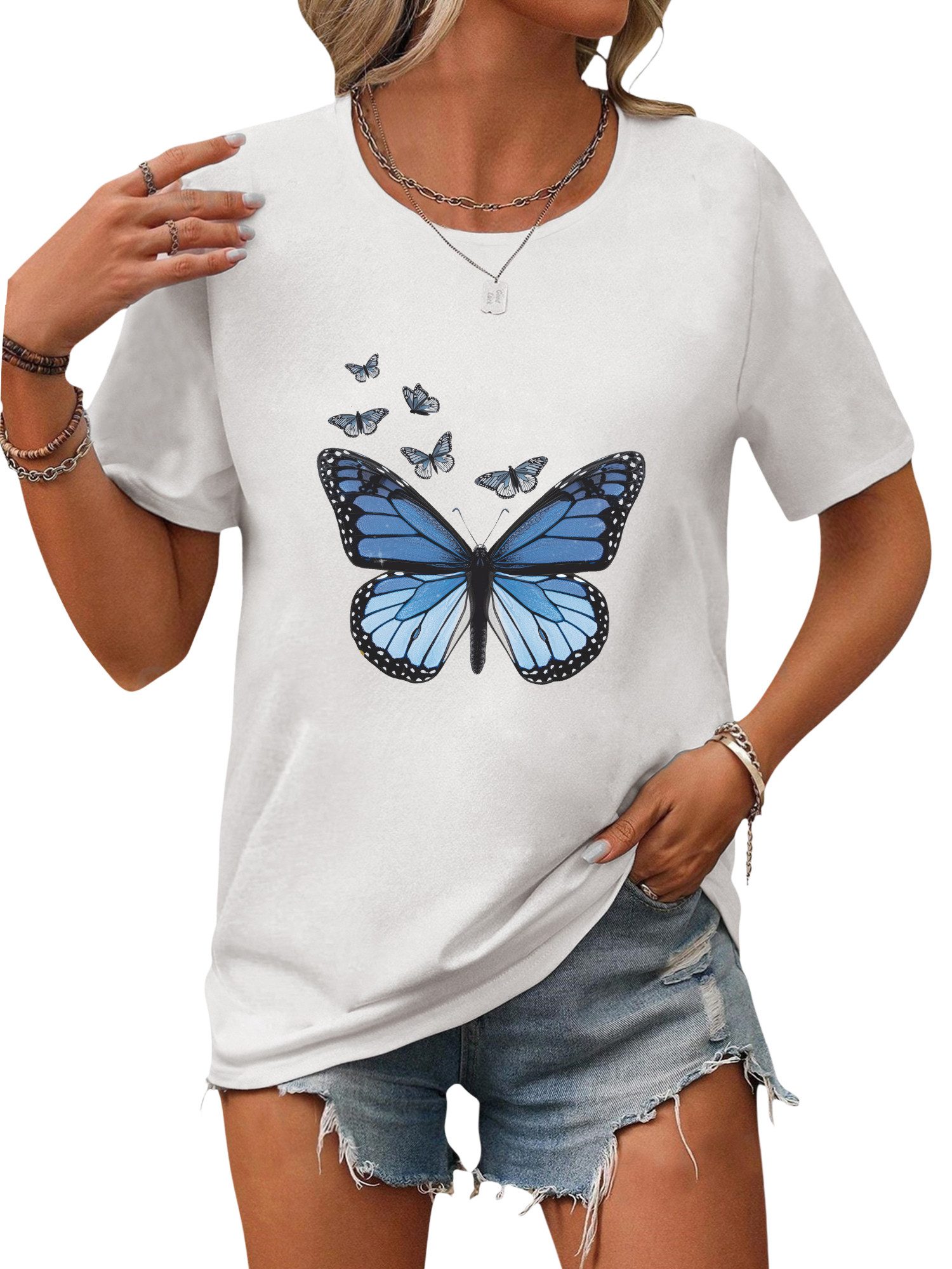 PYL Rundhalsshirt Damen Sommershirt Kurzarm mit günstig online kaufen