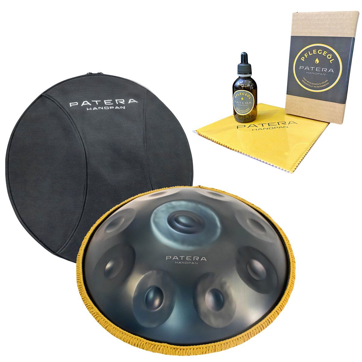 Handpan Patera Handpan HPEM-3 E-Minor mit Pflege-Öl