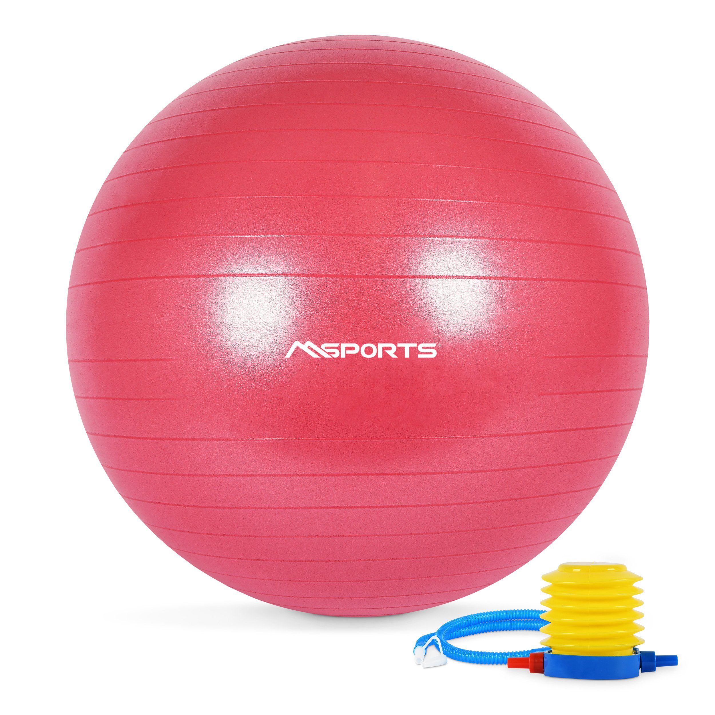 MSports® Gymnastikball Gymnastikball Anti Burst inkl. Pumpe + Workout App