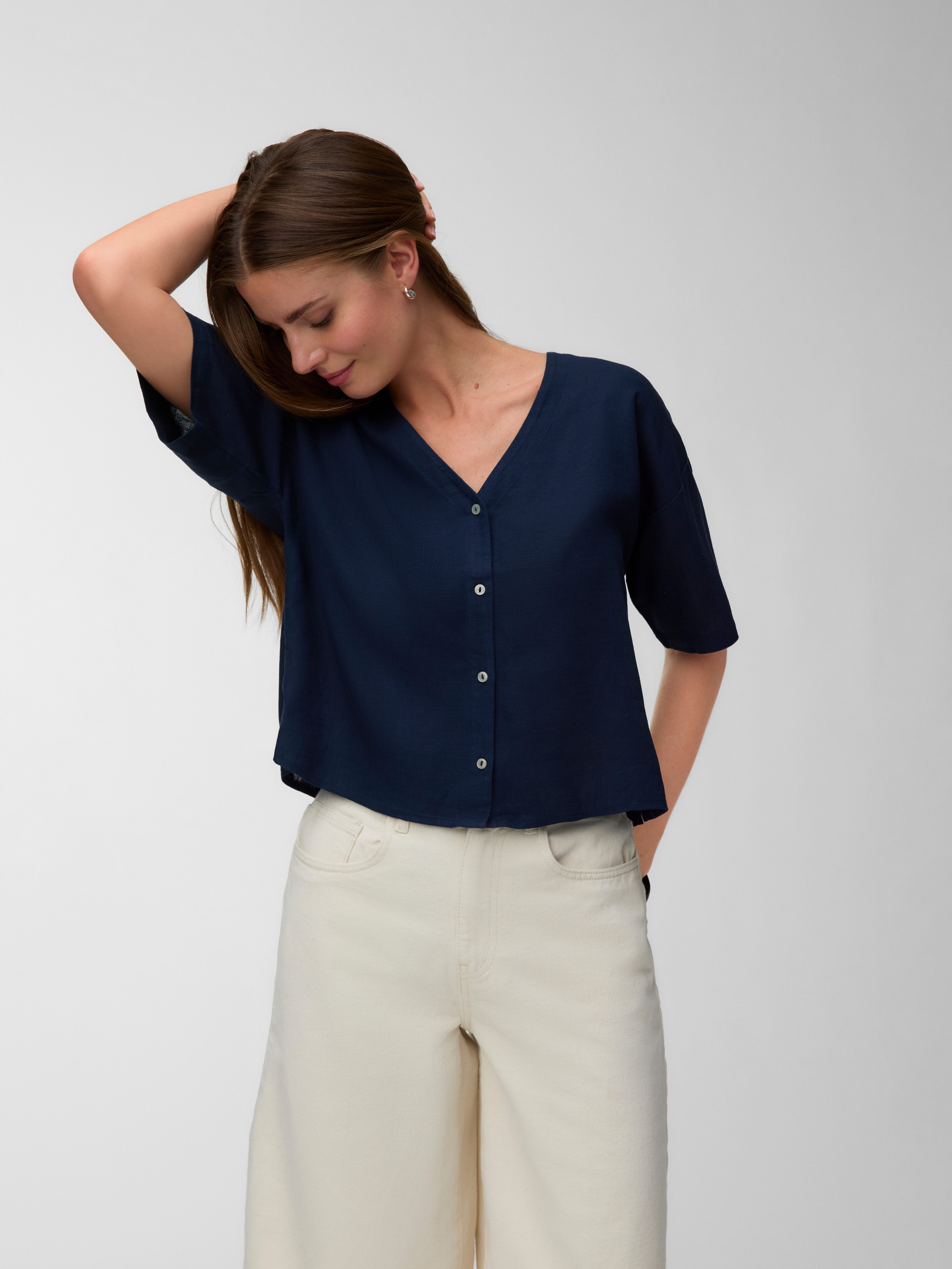 Kurzarmbluse VMROSIE 2/4 V-NECK SHIRT NOOS