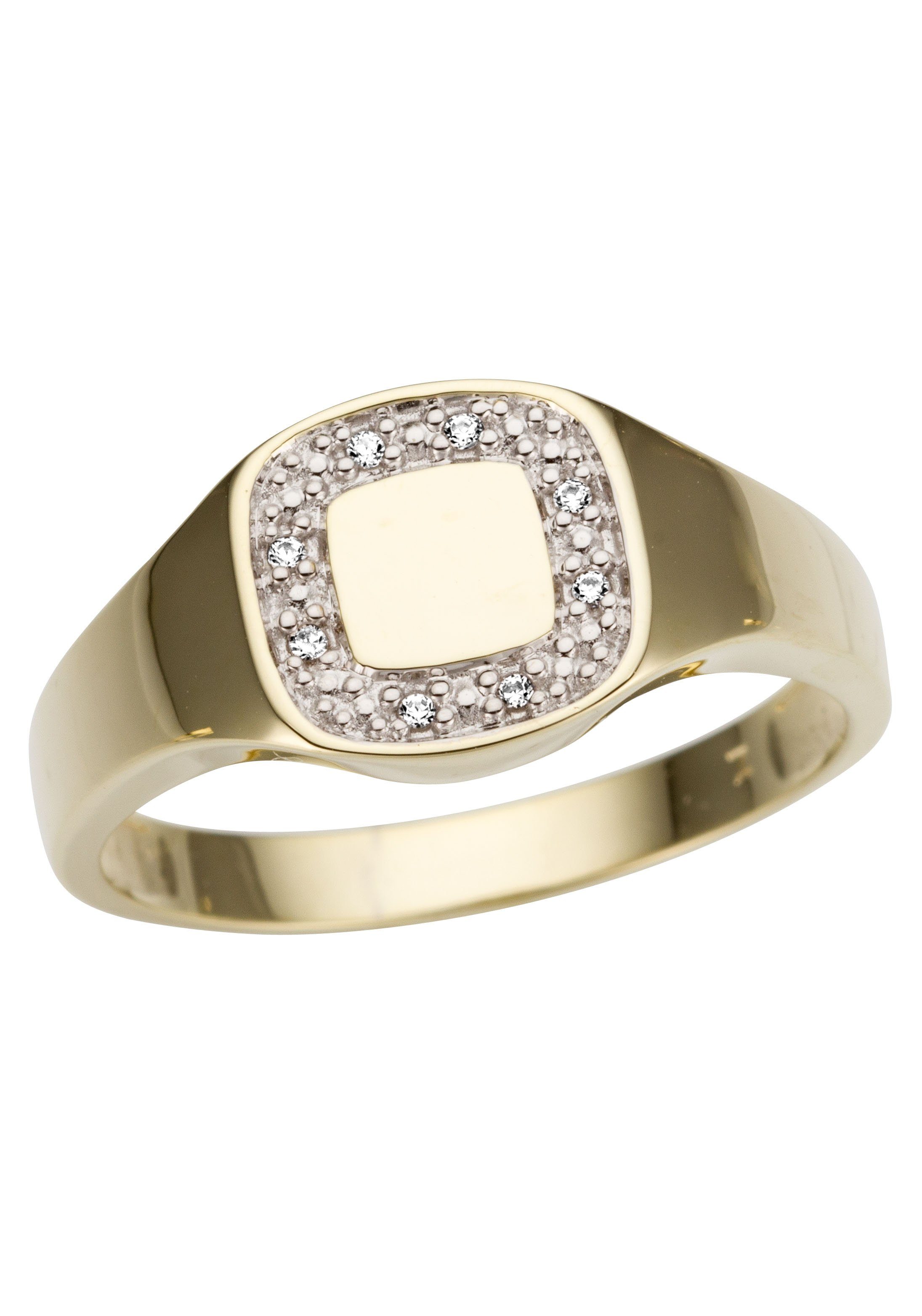 Firetti Goldring Schmuck Geschenk Gold 333 Siegelring, teilw. rhodiniert, massiv, mit Brillanten