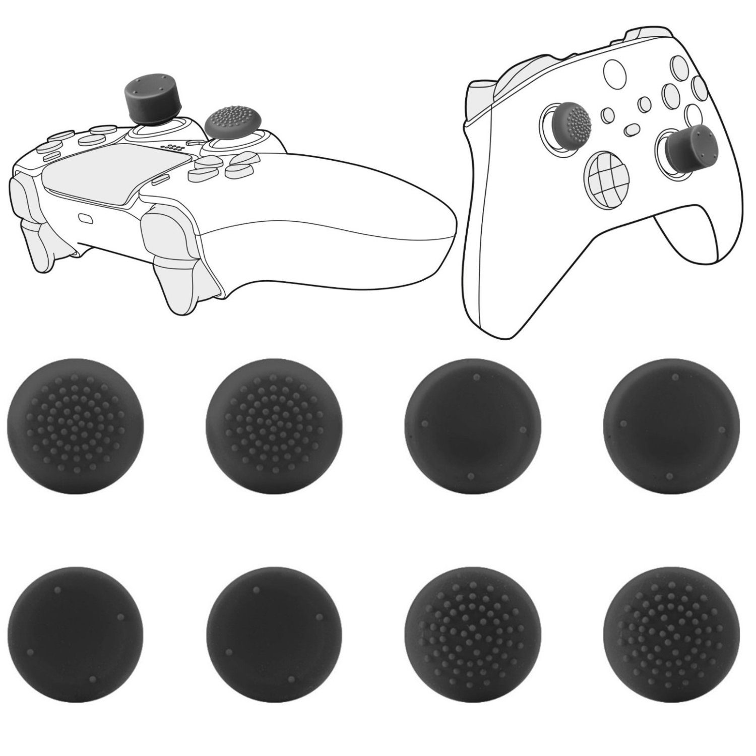 Speedlink STIX Pro Controller Cap Set Kappen Thumb-Grips Controller (Set, 8 St., 8x Trigger Thumb-Grips Gamepad Anti-Rutsch flach + XXL mit Wölbung)