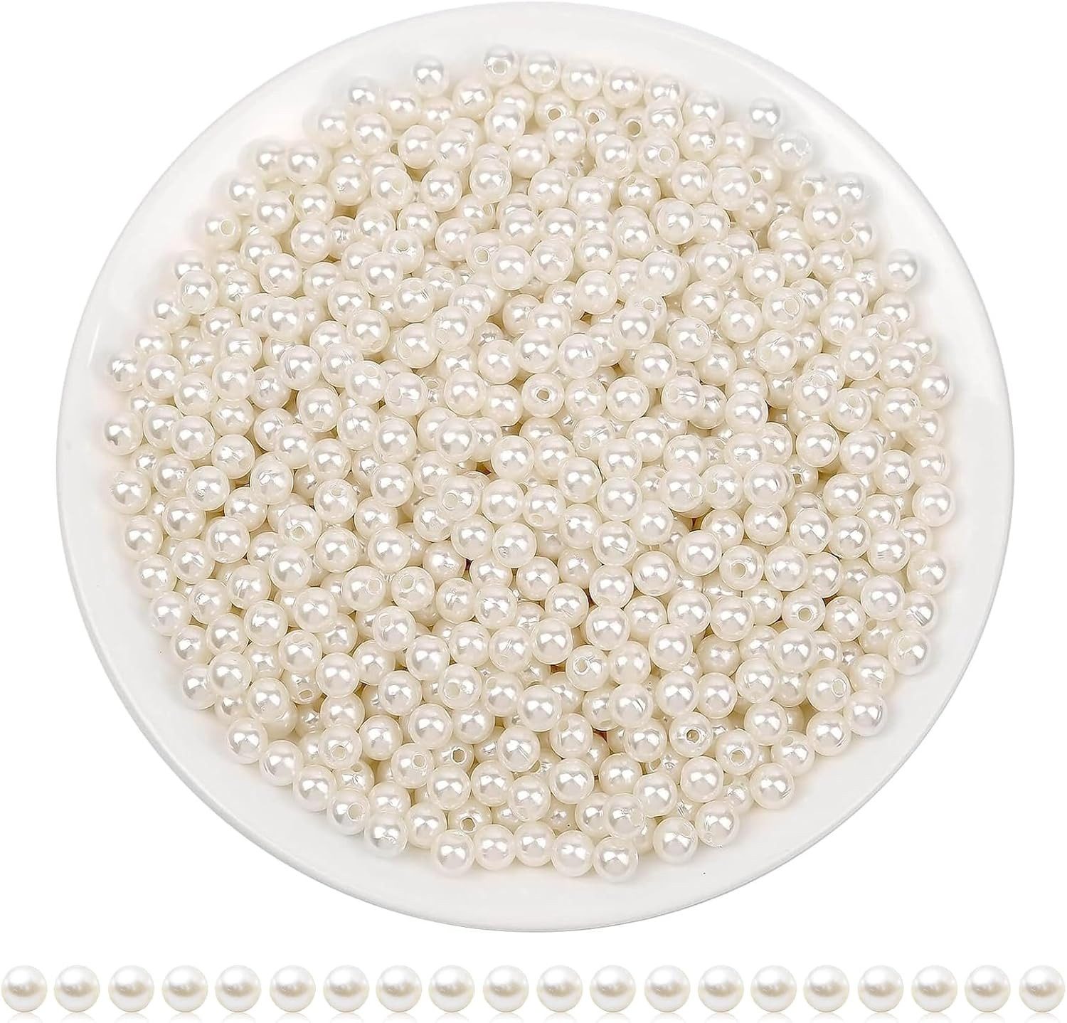 FELIXLEO Perlenarmband 1000 Stück Bastelperlen 4 mm Creme, Perlen für Schmuck und Deko (1-tlg)
