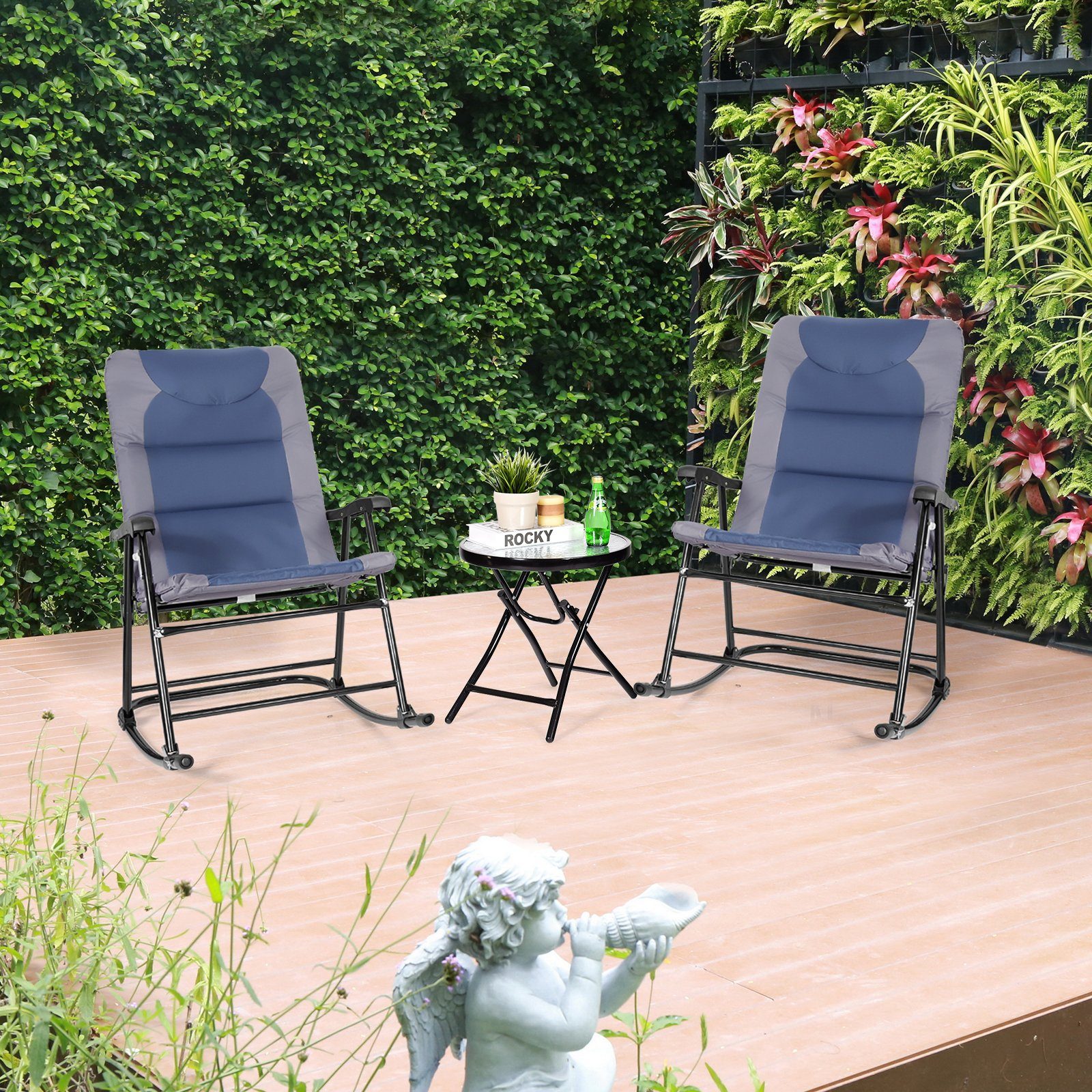 COSTWAY Gartenliege, 3 St., Schaukelliege für Balkon, Camping, Garten