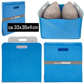 DuneDesign Aufbewahrungsbox 4er Set Filz Aufbewahrungsbox 33x33x38 cm, 33x33x38 cm Box Blau