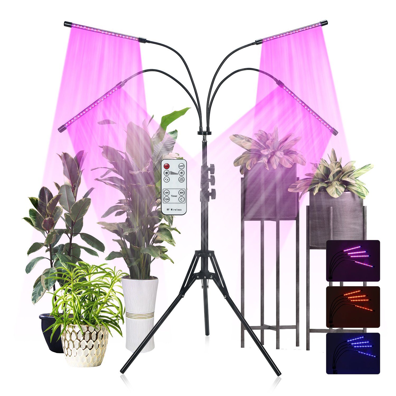 Clanmacy Pflanzenlampe Pflanzenleuchte Pflanzenlicht Grow Lampe  Wachstumlampe Pflanzenbeleuchtung Blumenlampe 15W 3 Modi 80 LEDs