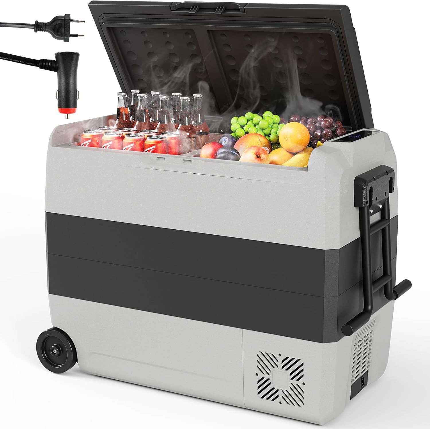 TLGREEN Kühlbox Kompressor Kühlbox 32L, bis -20℃, Zweizonen-Temperaturregelung, 56 l, MAX/ECO Modus, DC 12/24V, Camping Kühlschrank,Kühlbox Auto