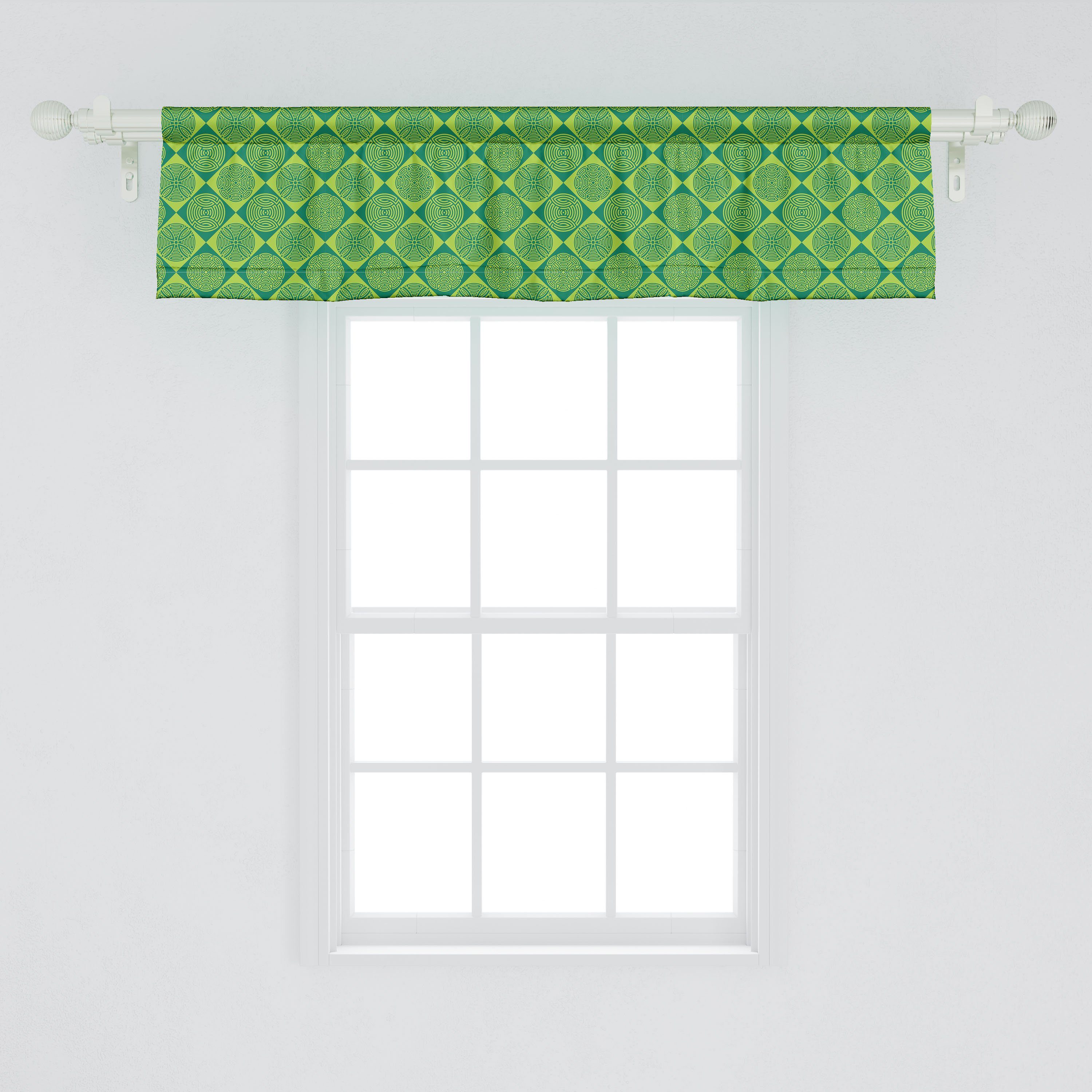 Scheibengardine Vorhang für Schlafzimmer Tribal Stangentasche, Dekor Diagonal Küche Microfaser, Abakuhaus, Abstrakt Volant mit Squares