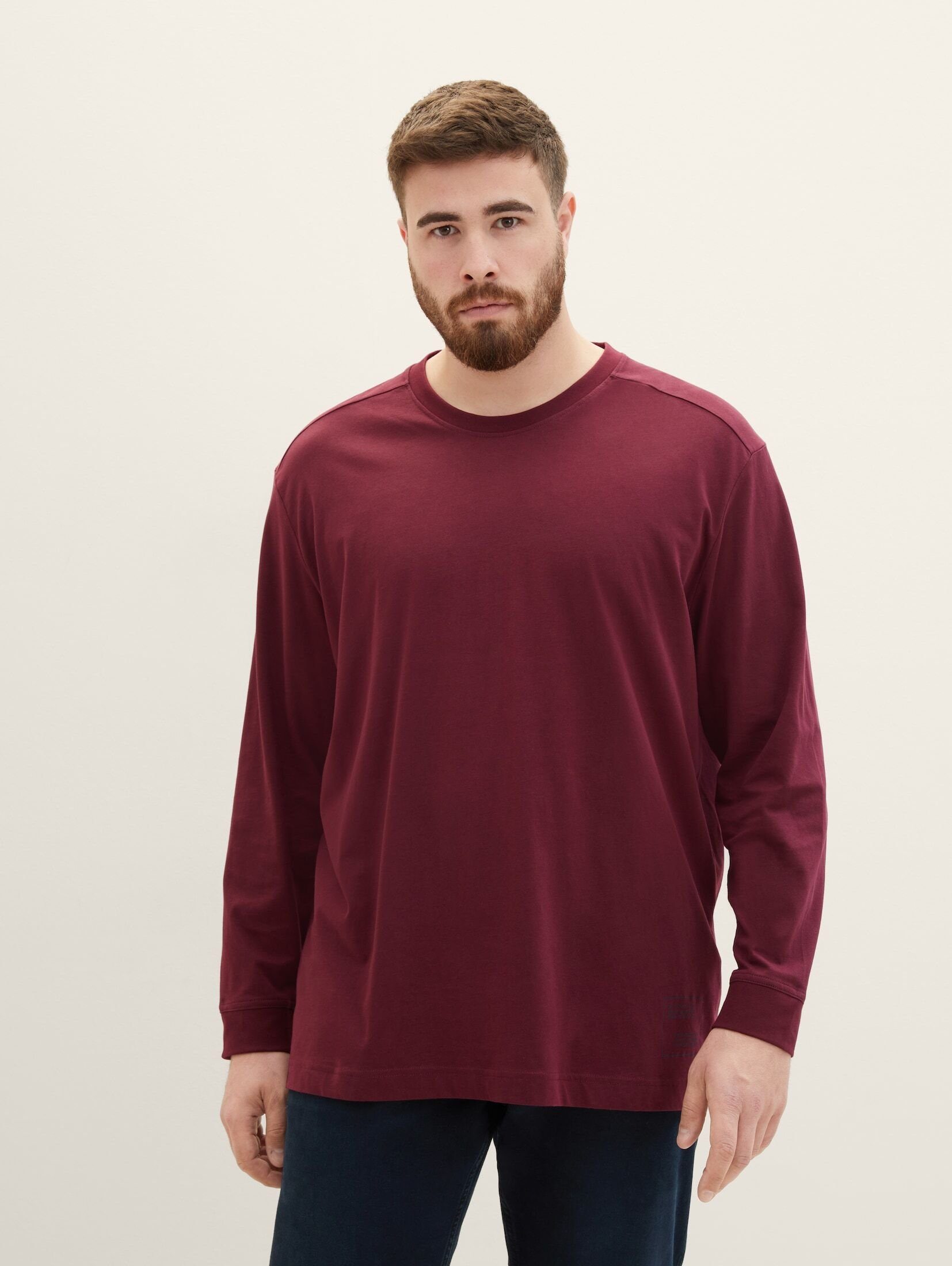 TAILOR PLUS Plus mit Red Tawny TOM - Port T-Shirt Bio-Baumwolle Langarmshirt