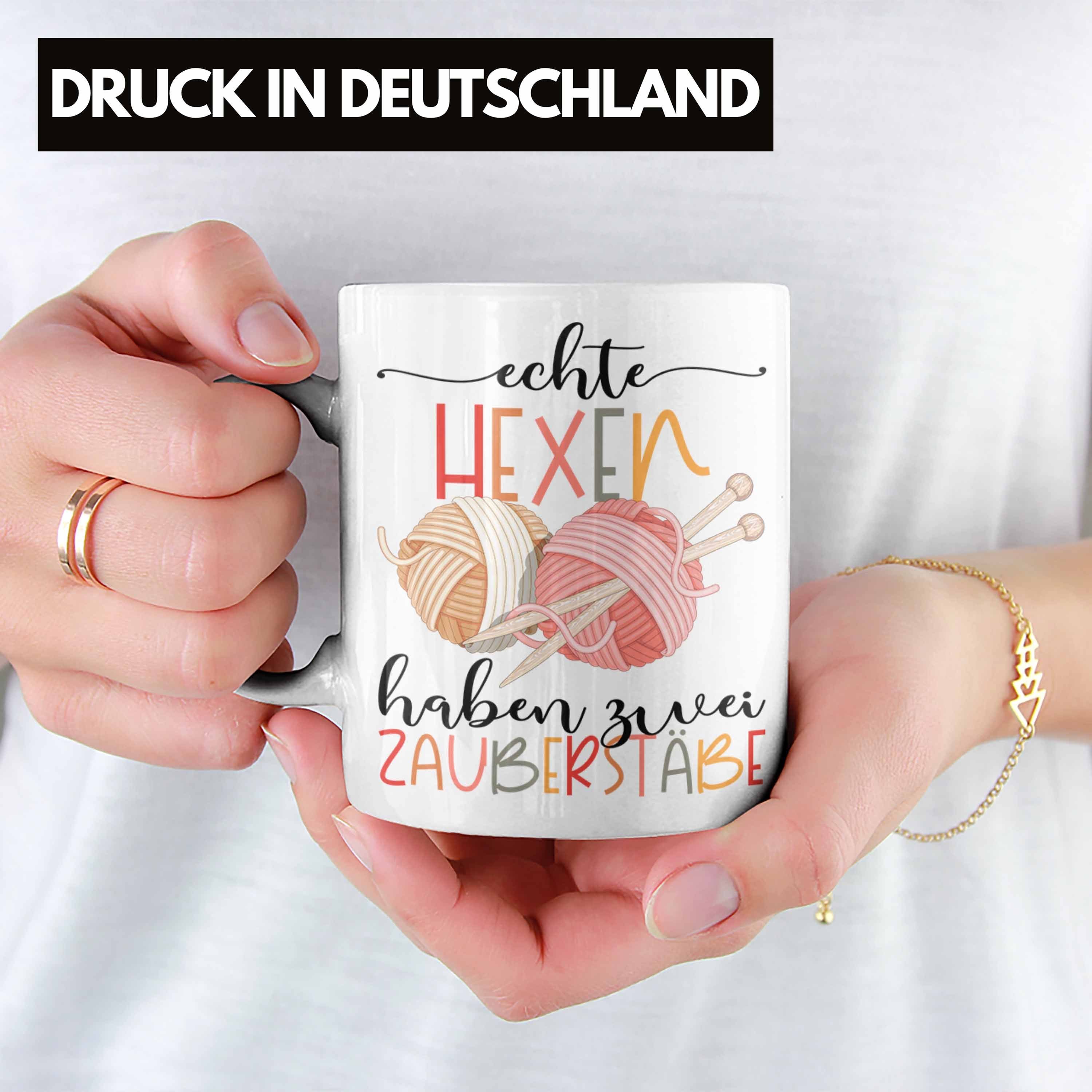 Trendation Tasse Stricken Tasse Geschenk Häckeln Echte Hexen Haben 2 Zauberstäbe Gesche
