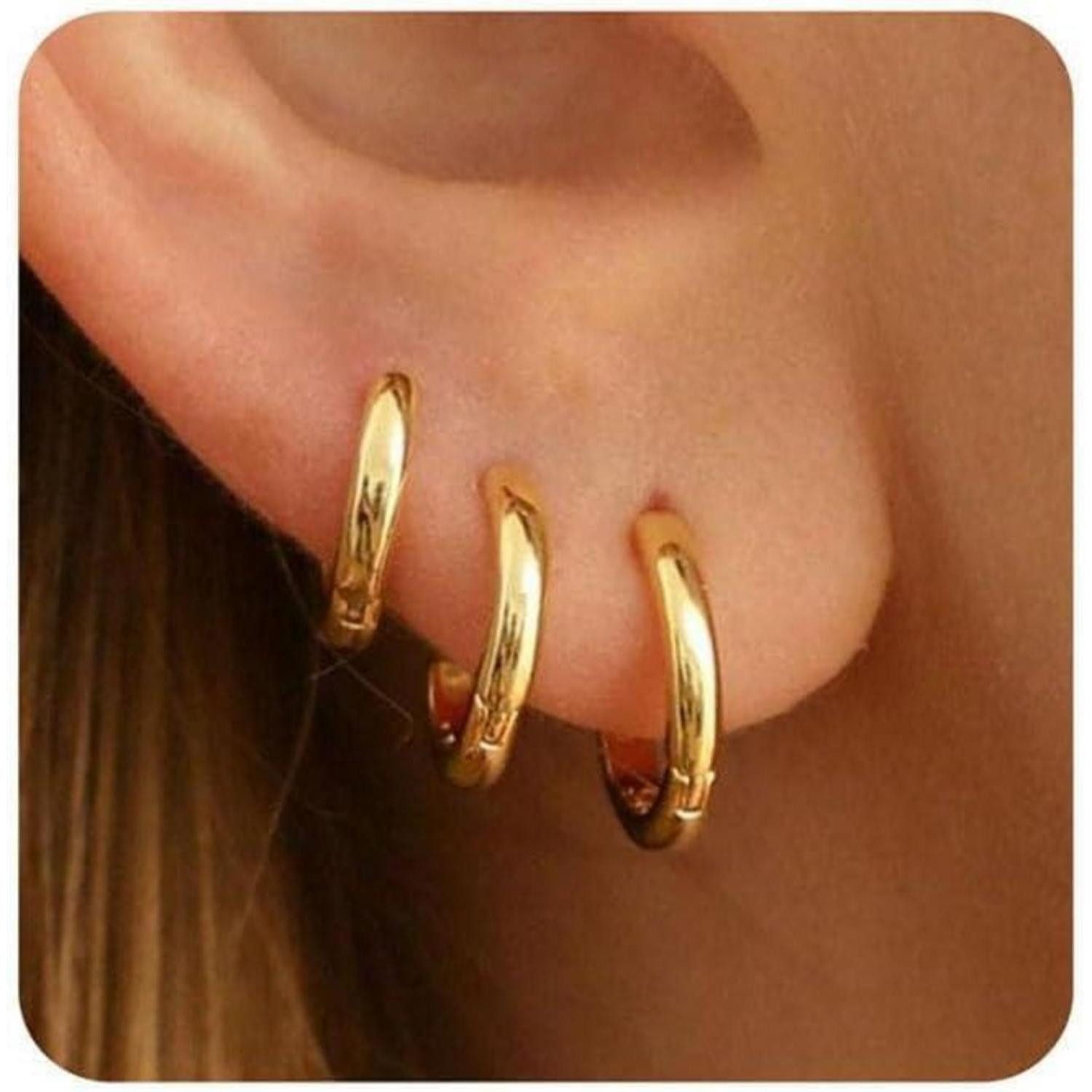 LuxusKollektion Schmuckset 3 Paar Creolen Silber 925 Gold Damen Ohrringe Se günstig online kaufen