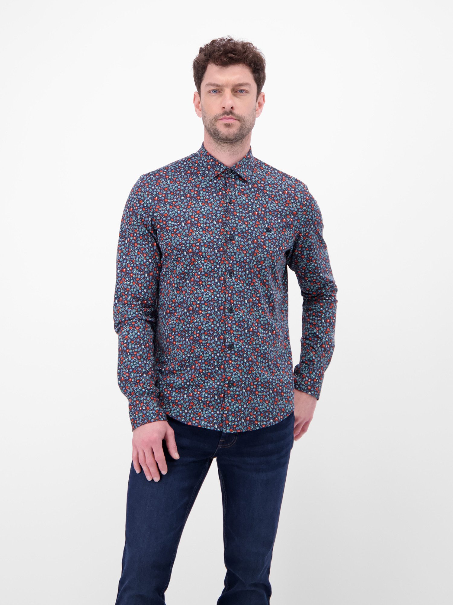 LERROS Langarmhemd Jerseyhemd mit Haifischkragen