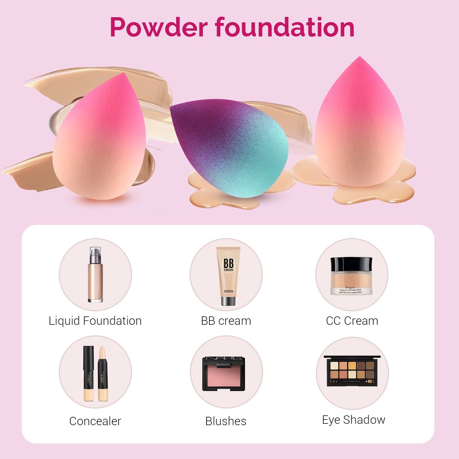 Bundviel Make-up Schwamm Make-up Sponge 3 Pieces-Set Extra Soft Make-up Sponge, 3 tlg.