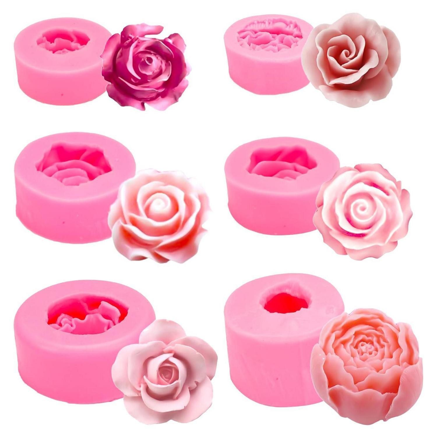 LuxusKollektion Schokoladenform 3D Silikonform Blumen Set 6er Rosa, (6-tlg)