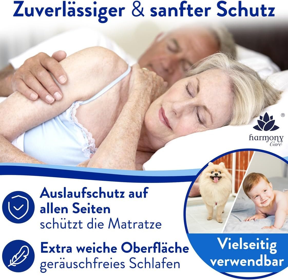 Inkontinenzauflage Bettunterlage mit Fixierstreifen, saugstarke Inkontinenzunterlage Harmony Care, rutschfeste Inkontinenzunterlage Einweg – Bild 5 von 5