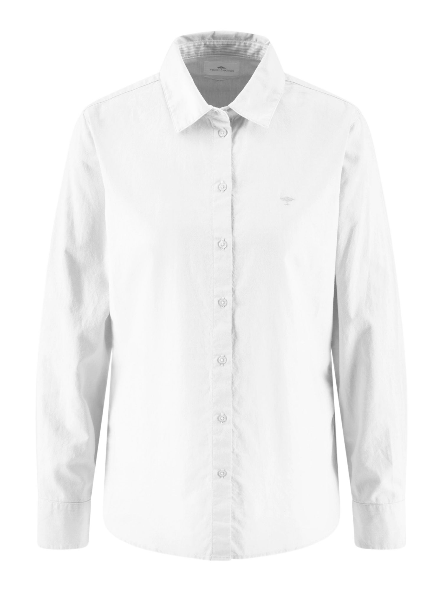 FYNCH-HATTON Langarmbluse weiß,Casual,Baumwolle,Unifarben,Hemdblusenkragen,Langarm,Regular Fit