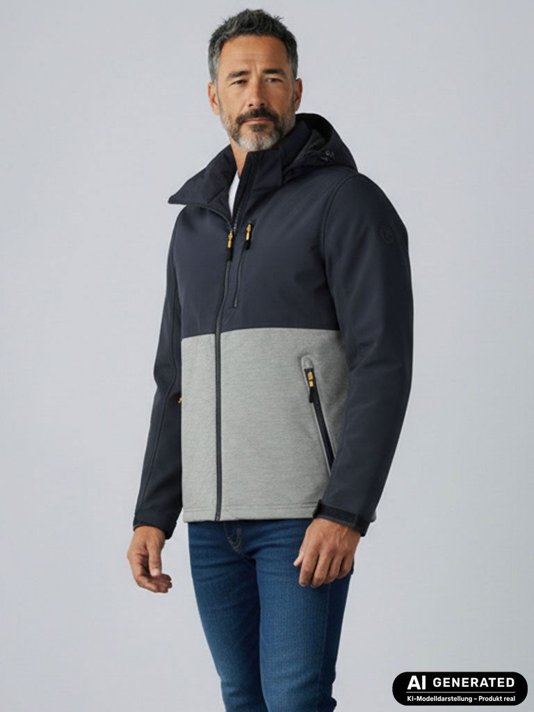 CROSSFIELD Softshelljacke 67670 Herren Jacke mit Kapuze - Outdoor-Jacke Wasserabweisend Atmungsaktiv