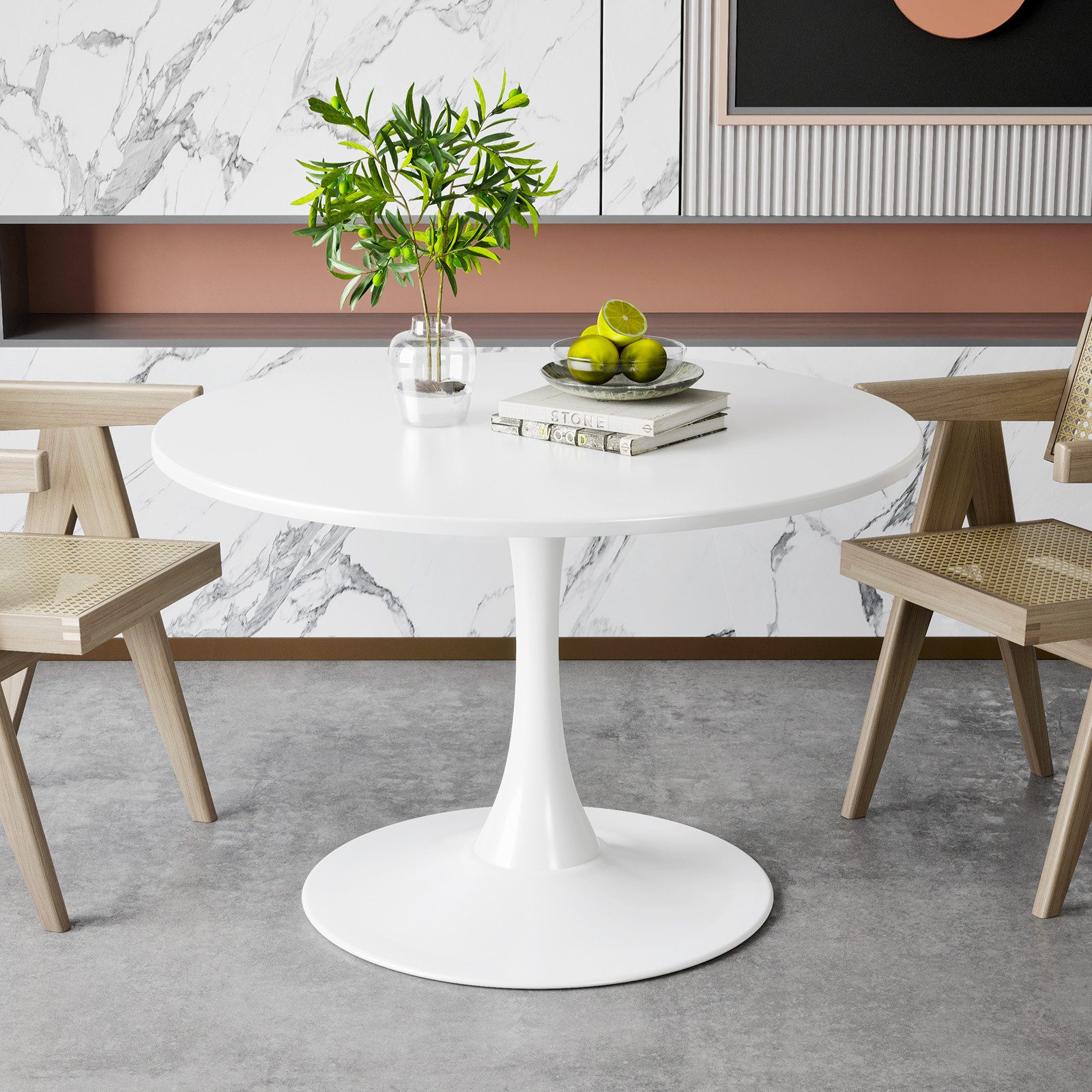 PEALOV Esstisch Runder Küchentisch Ø80 cm mit modernem Tulpenfuß (1-St), Weißer Design-Tisch für Esszimmer, Küche und Wohnzimmer