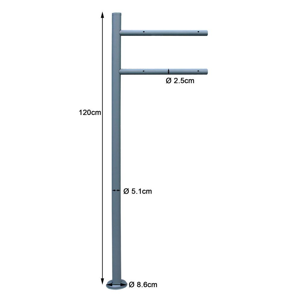 V2Aox Briefkasten Standfuß Briefkastenständer Ständer Freistehend Rund Anthrazit
