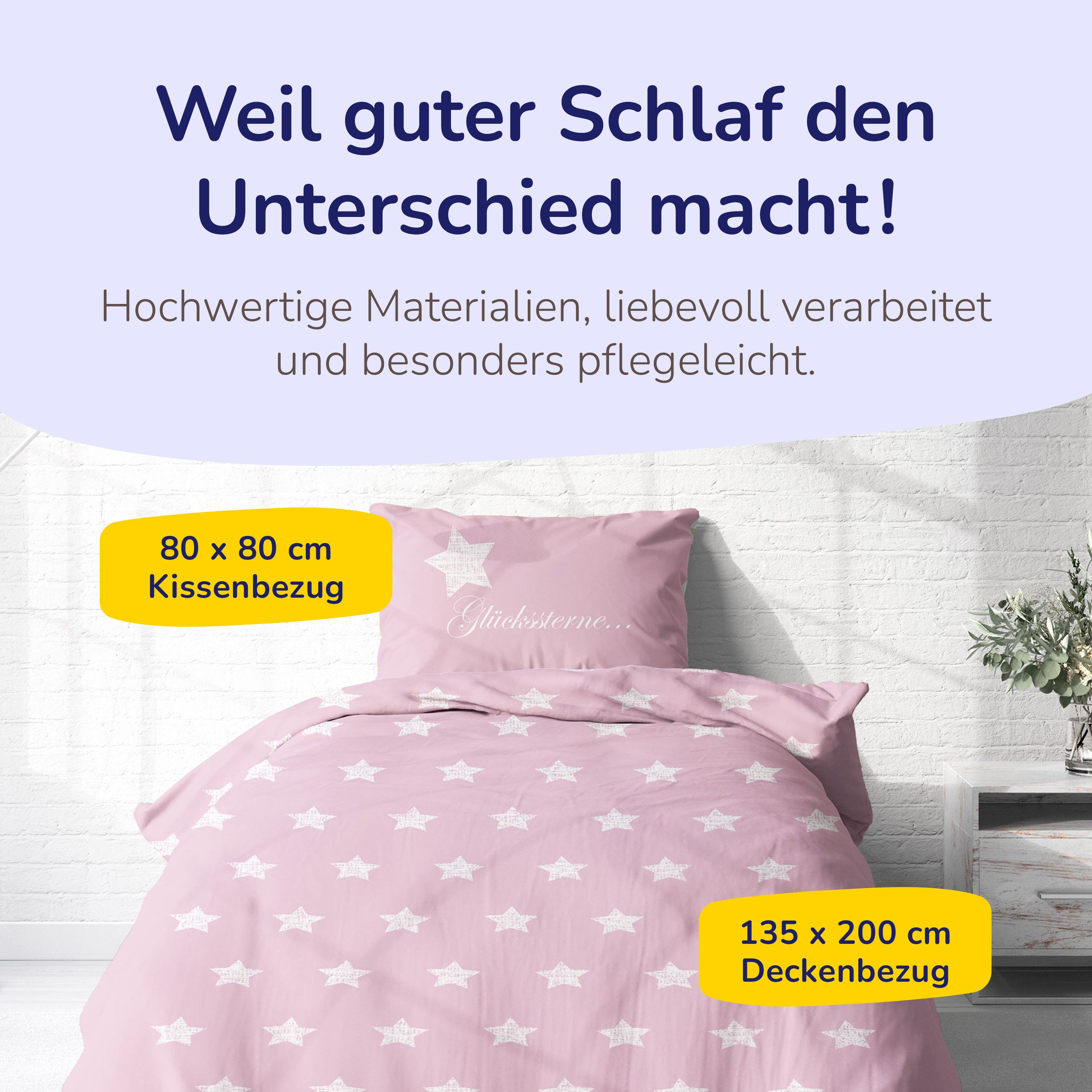 Träumschön Bettwäsche Premium Bettwäsche 135x200 cm Baumwolle, Glückssterne günstig online kaufen