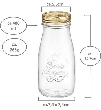 Emilja Einmachglas Smoothieglas -Glas Flaschen Quattro Stagioni 400ml - 12 Stück, (Set)