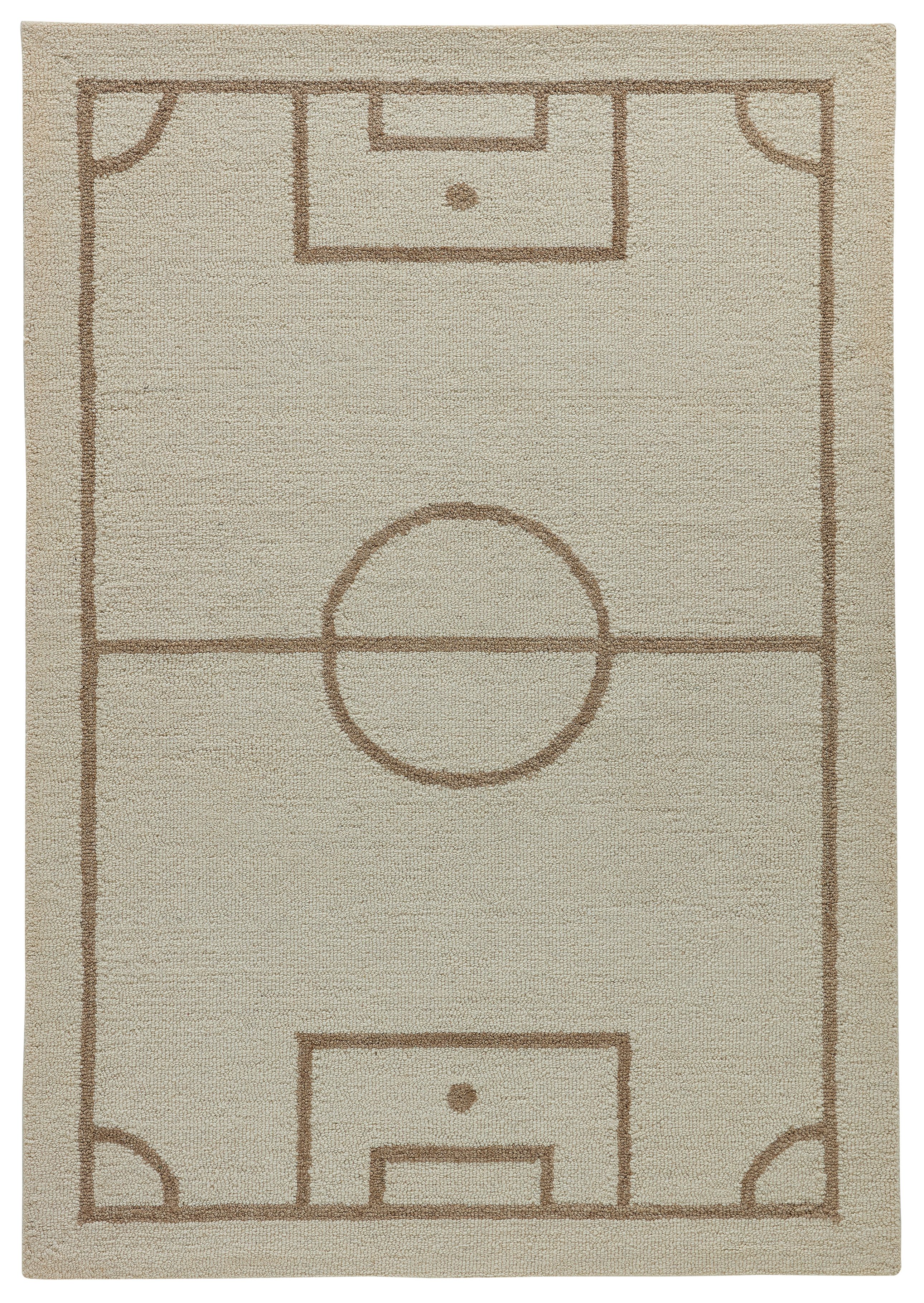 THEKO Kinderteppich Gaia Kids Football, rechteckig, Höhe: 10 mm, getuftet, reine Schurwolle, Motiv Fußballfeld, Kinderzimmer
