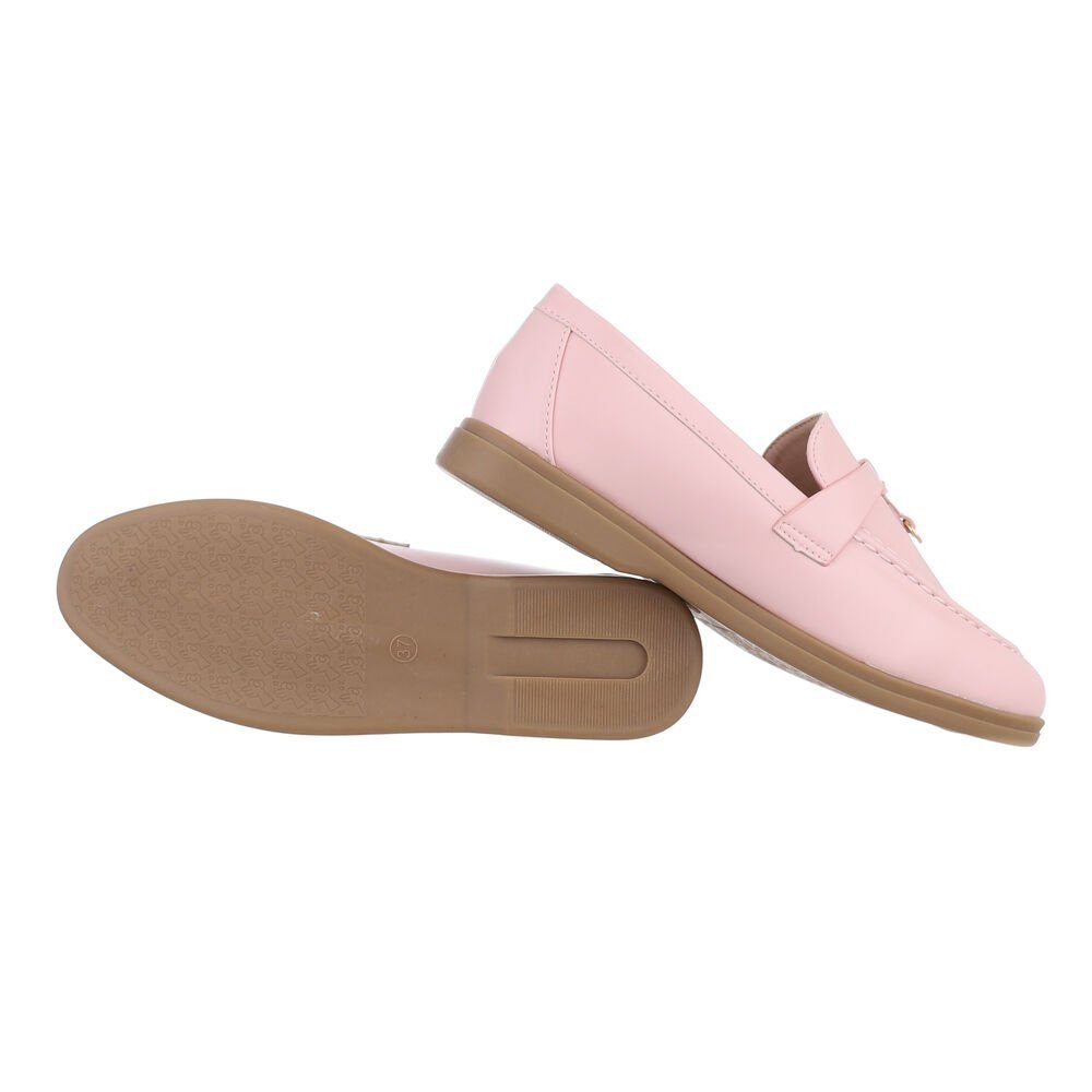 Ital-Design Damen Mokassins Freizeit Slipper Blockabsatz Mokassins in Rosa günstig online kaufen