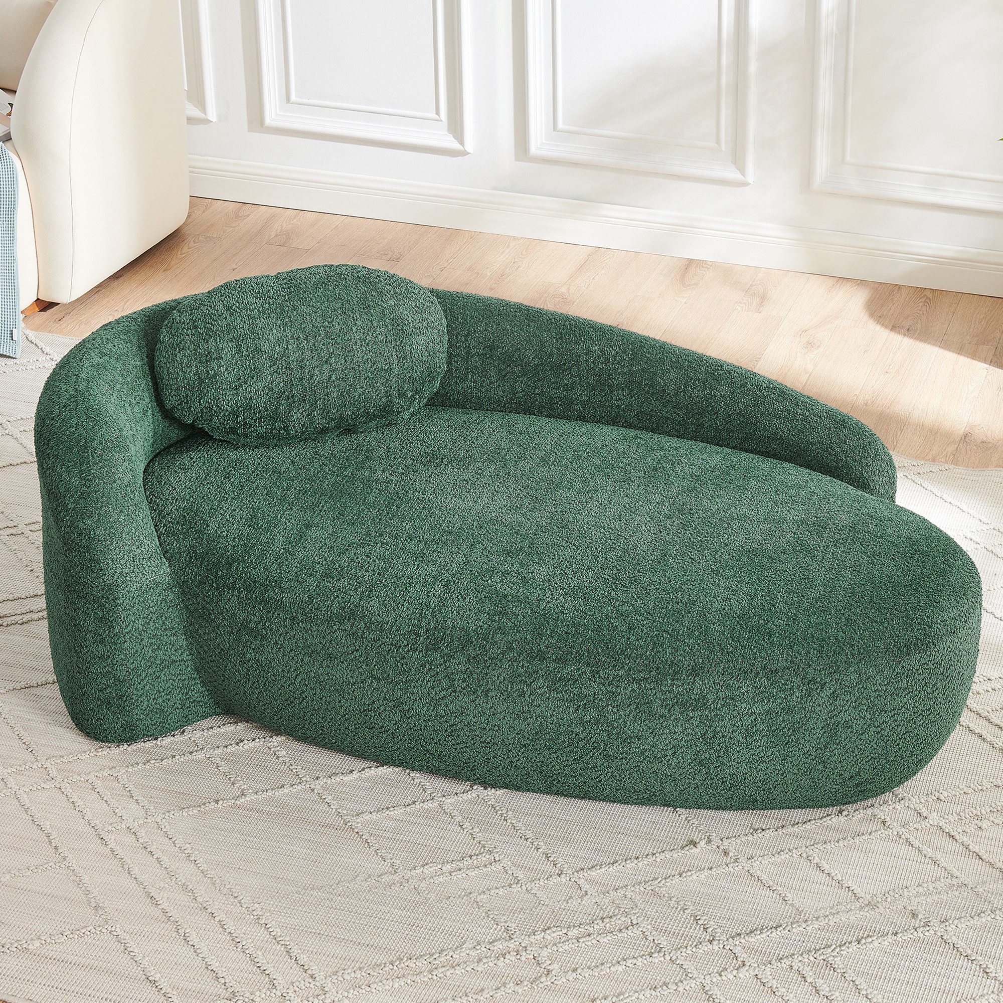 Celya Sofa Minimalistisches Teddyfleece-Sofa mit abgerundetem Design, weich gepolsterte Couch mit Kissen