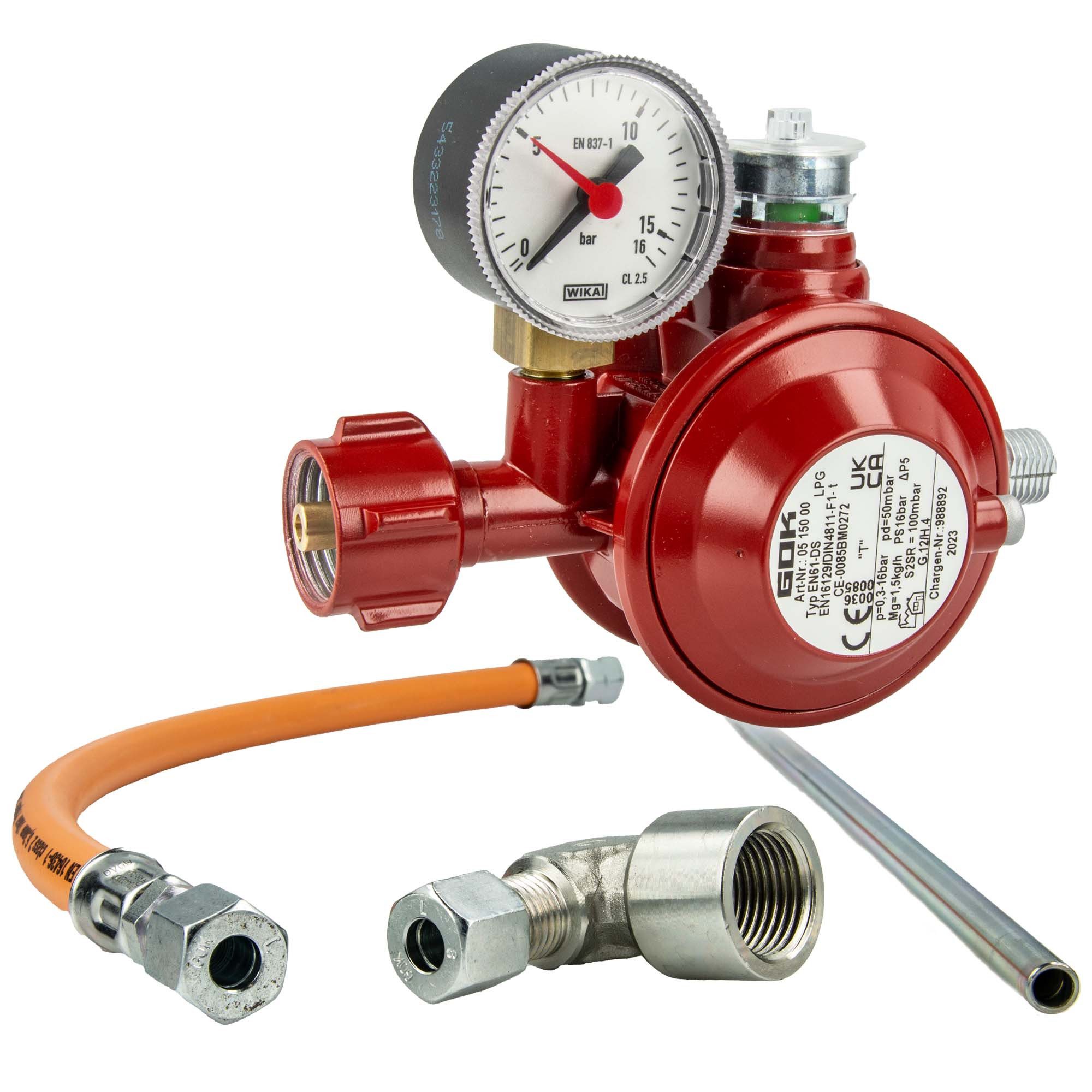 Druckregler Herdanschluss-Set BASIC mit Niederdruckregler Typ EN61-DS, 50mbar