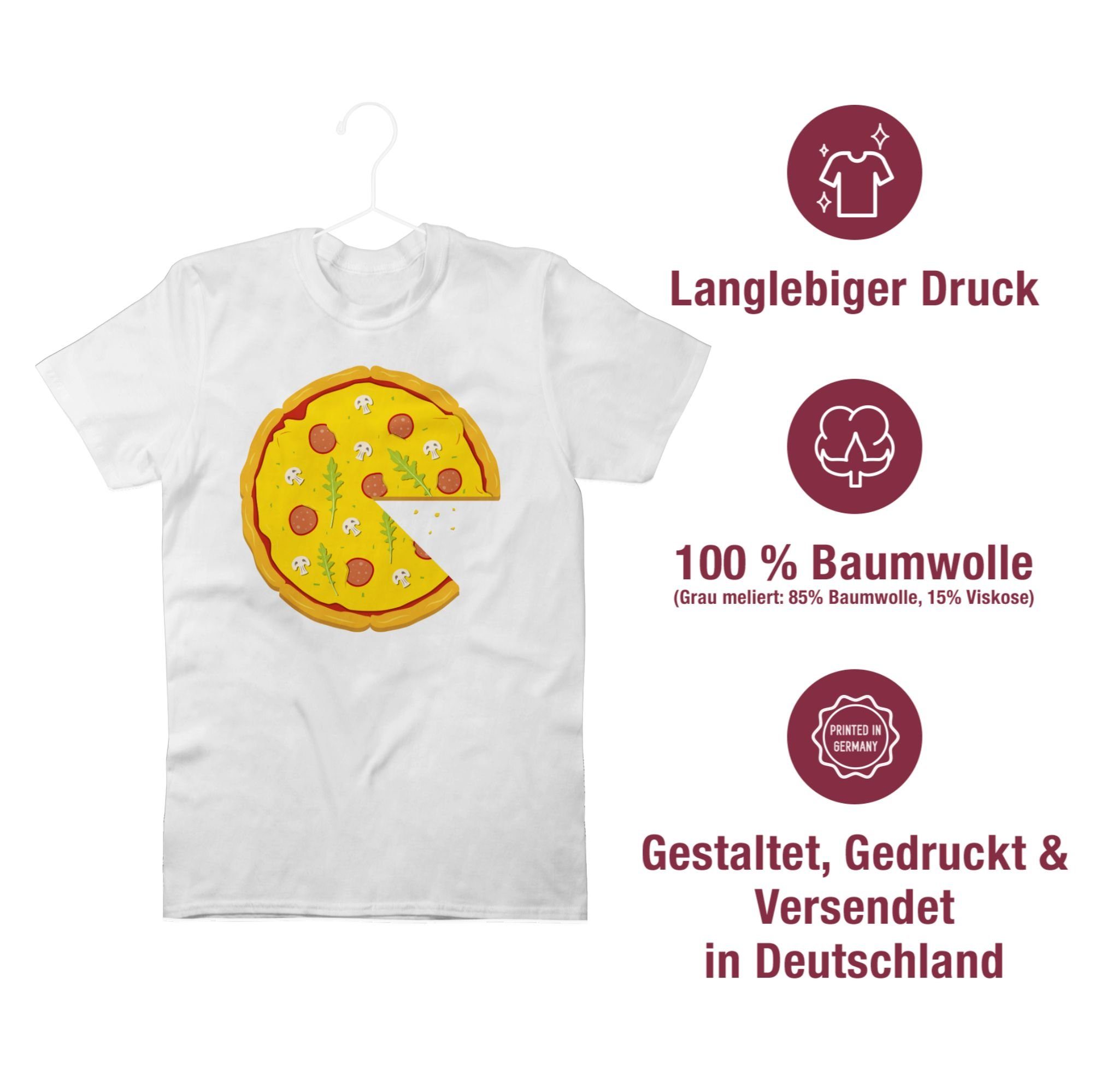 Partner 2 1 Weiß T-Shirt Shirtracer Pärchen Herren Teil Partner-Look Pizza