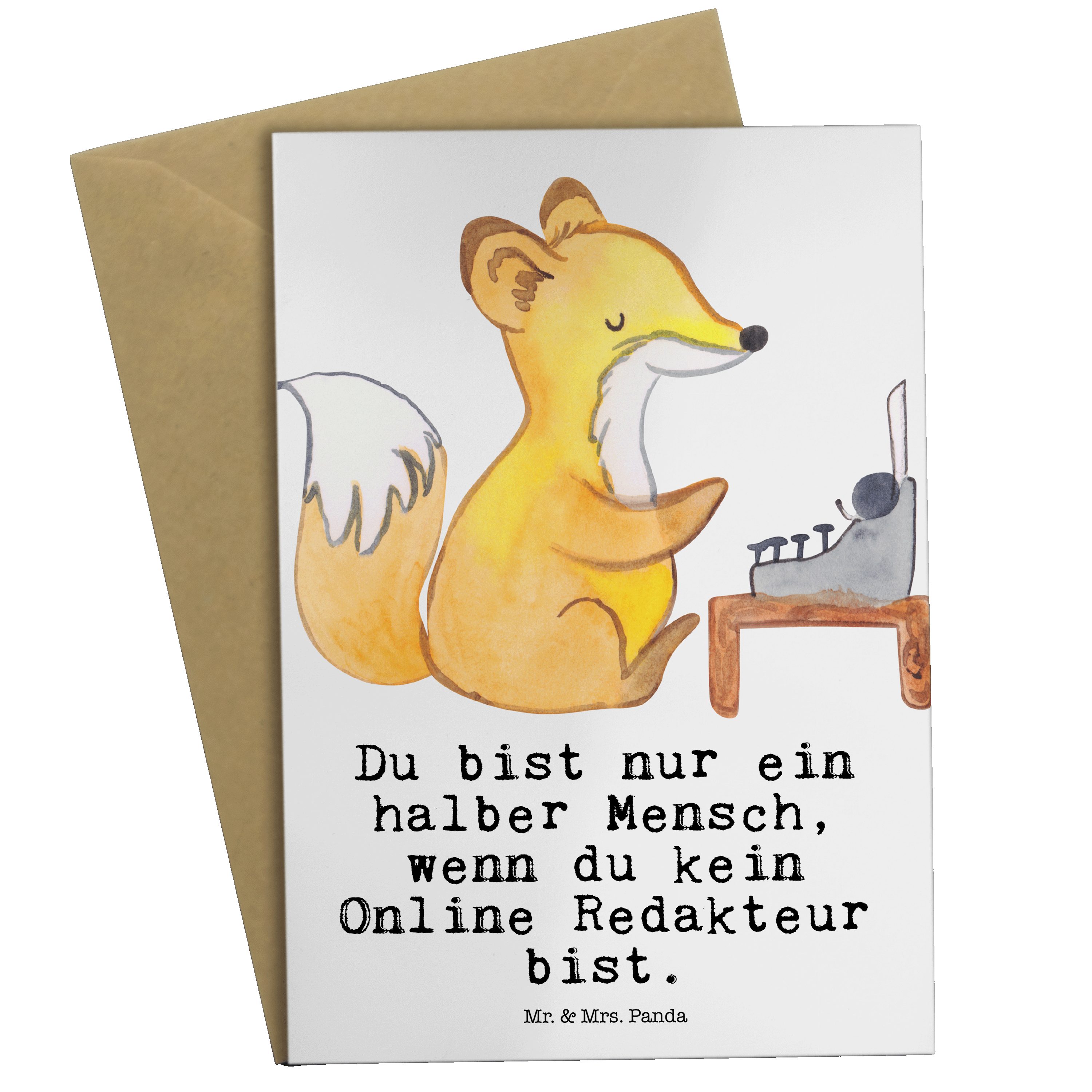 Mr. & Mrs. Panda Grußkarte Online Redakteur mit Herz - Weiß - Geschenk, Geburtstagskarte, Einlad