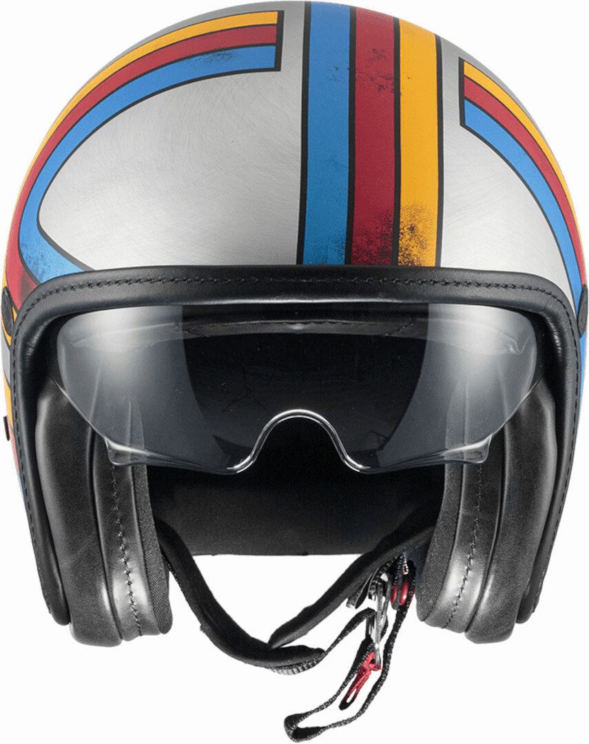 Premier Motorradhelm Vintage Platinum ED EX 77 BM Jethelm, integriertes Sonnenvisier