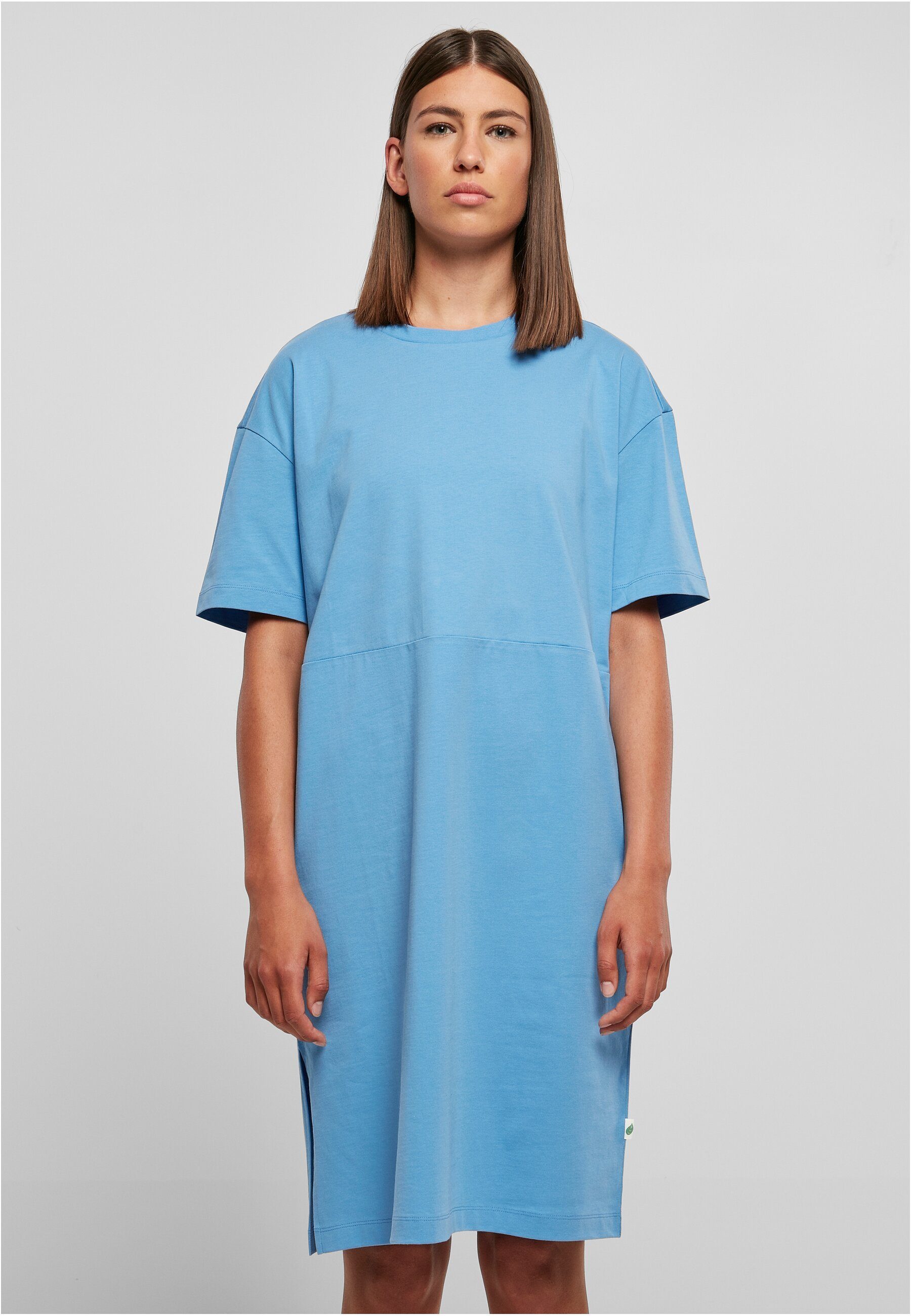 URBAN CLASSICS Jerseykleid Tee Oversized horizonblue Damen (1-tlg) Dress Ladies Organic Slit