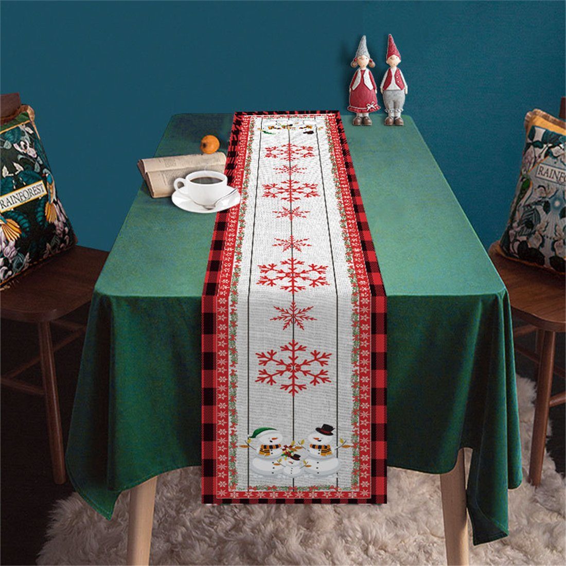 DÖRÖY Tischläufer Christmas Tischläufer Tischdekoration,Weihnachtsmann Print Fawn