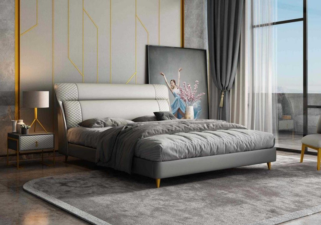 Xlmoebel Polsterbett Luxuriöses Doppelbett mit Lederpolsterung in modernem Design (Bett, 1-tlg., Bett), Hergestellt in Europa