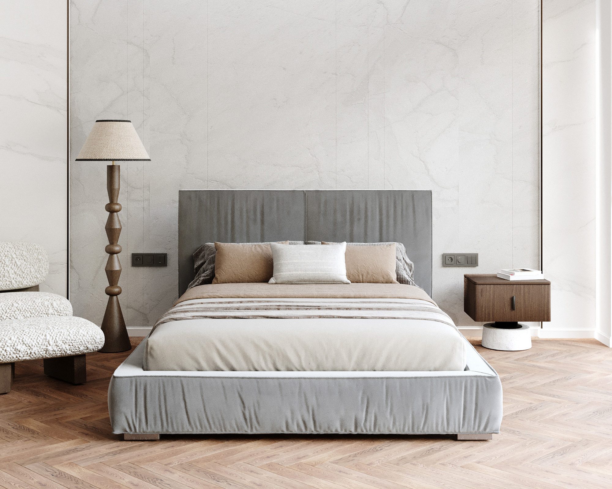 thematys Polsterbett 140x200–180x200 cm – Velours Bett mit Bettkasten & Lattenrost (Optional mit 28 cm H3/H4 Taschenfederkern oder 23 cm Taschenfederkern-Matratze H2, hydraulisches Stauraumbett)