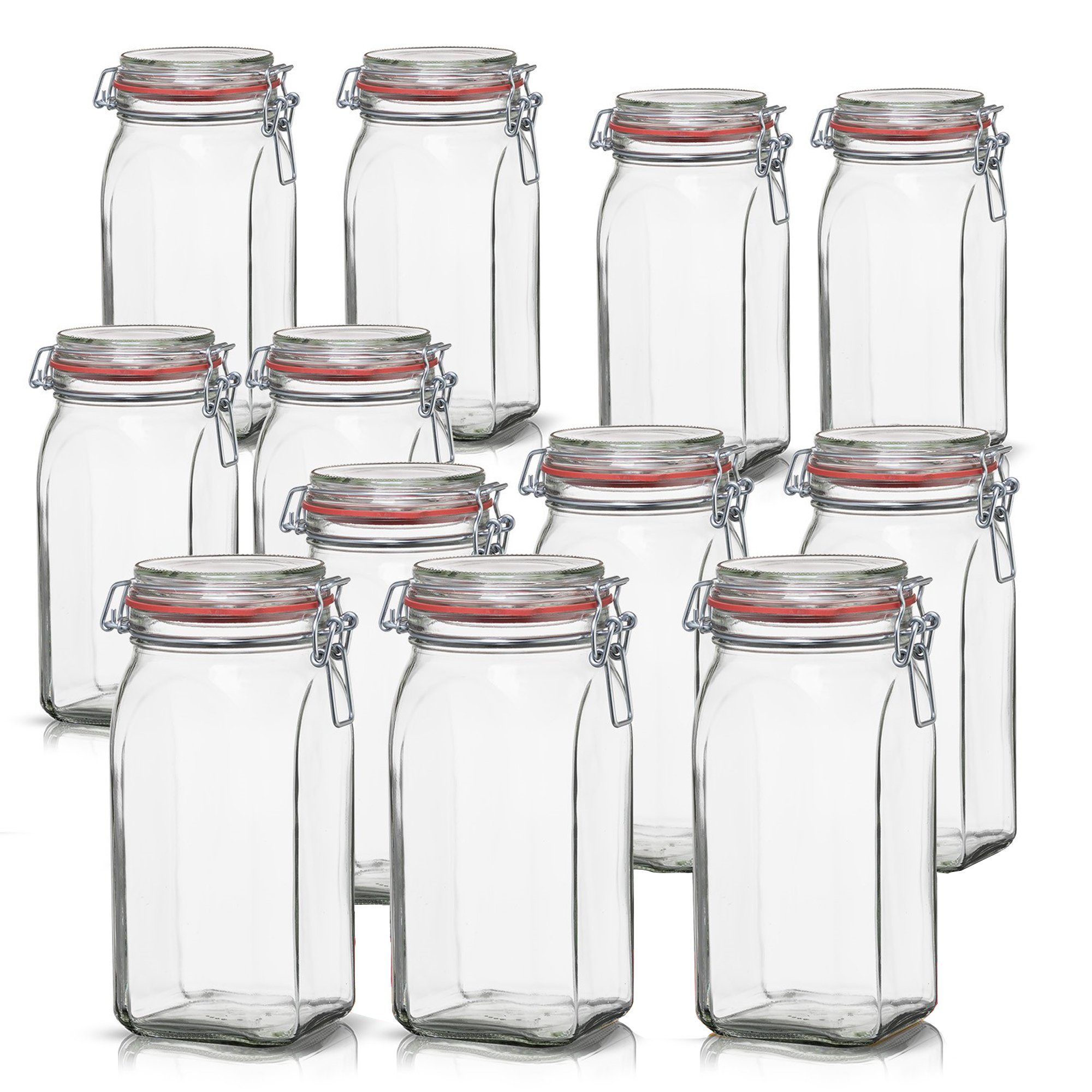 BigDean Einmachglas 12x Банки для хранения 1,5L Deckel & Bügelverschluss Made in Germany, Glas, (12-tlg)