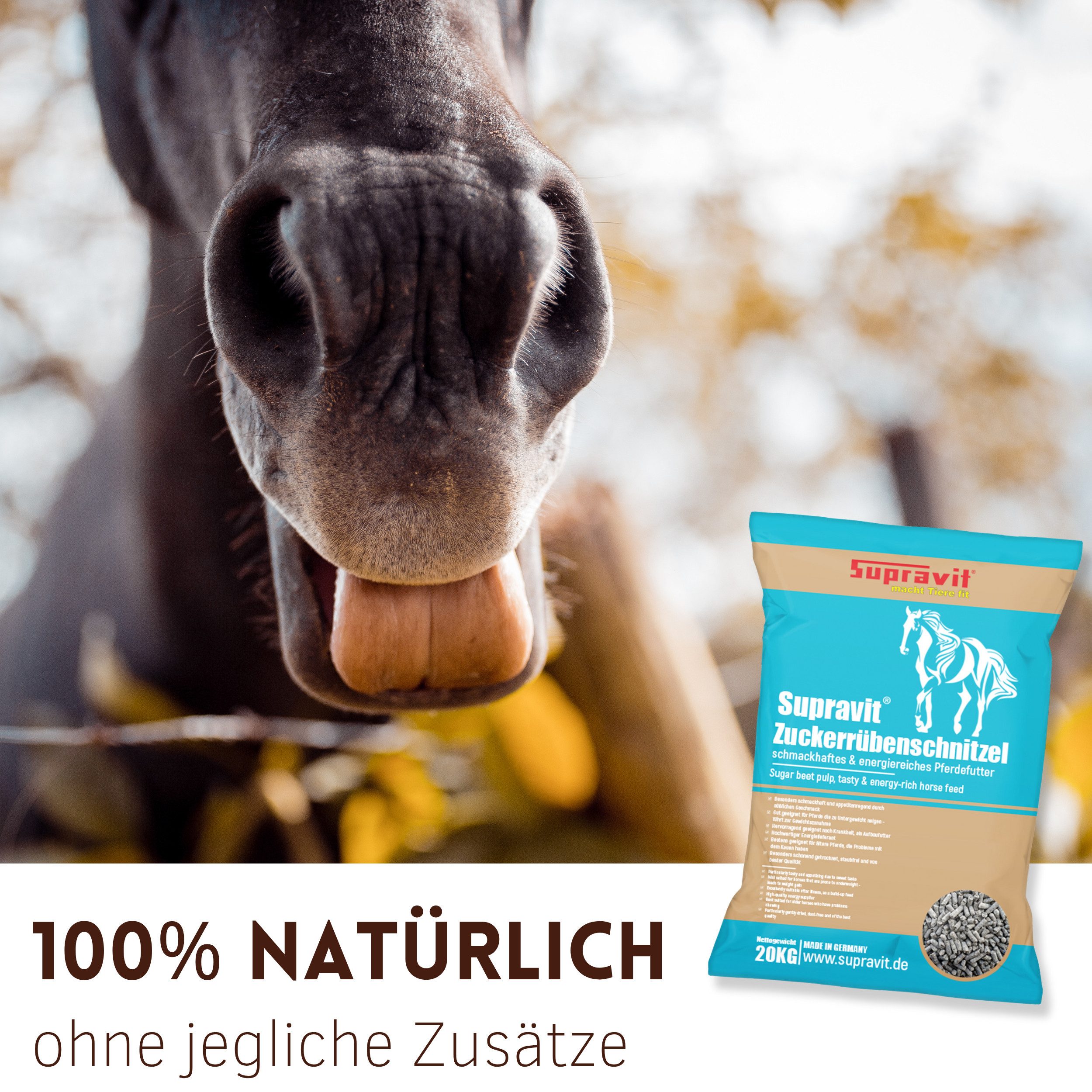 Supravit Rübenschnitzel 20kg - Schmackhaftes & energiereiches Pferdefutter RÜBENSCHNITZEL, Ergänzungsfutter für: Pferd – Bild 4 von 5