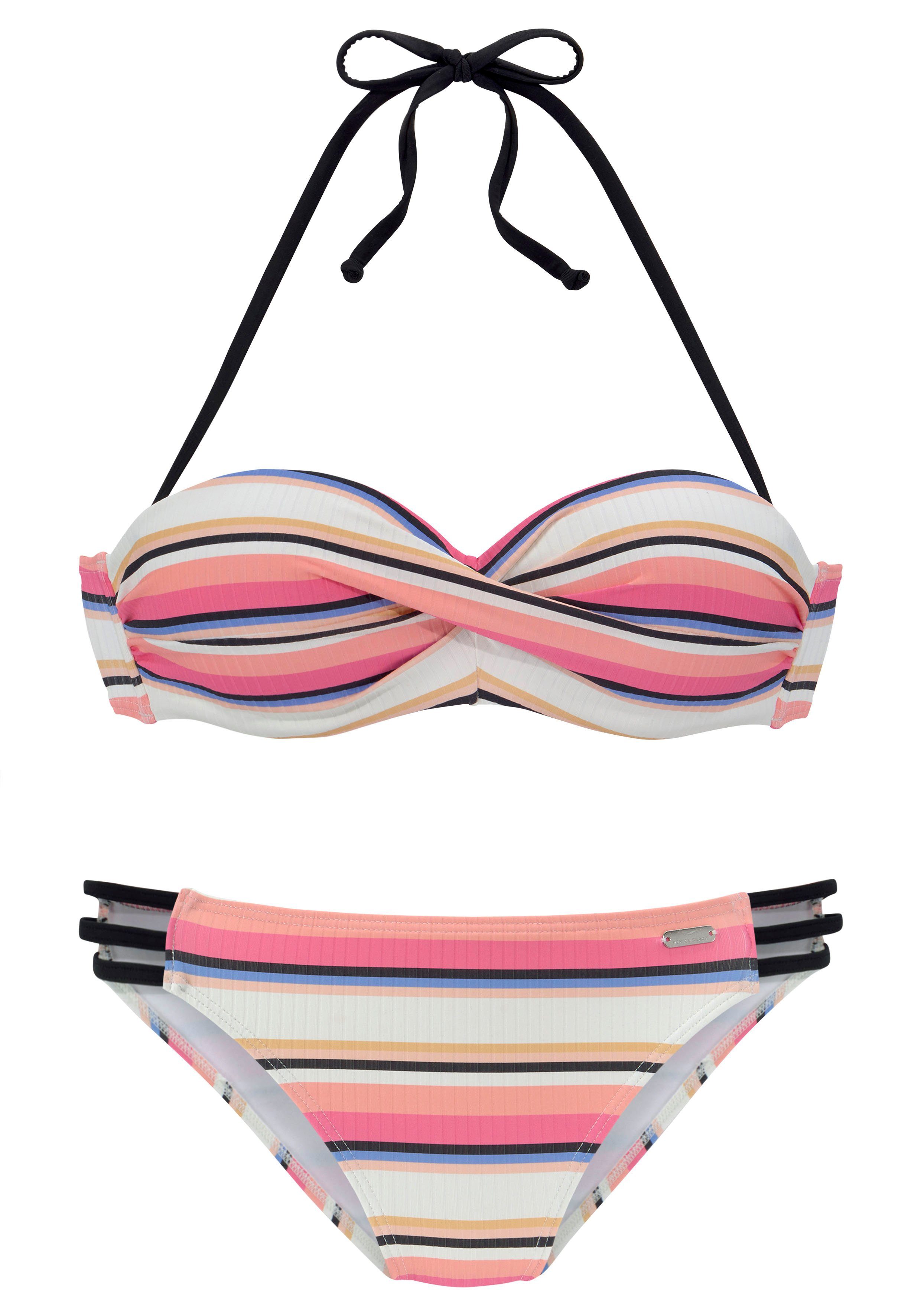 strukturierter Beach mit Venice Ware Bügel-Bandeau-Bikini