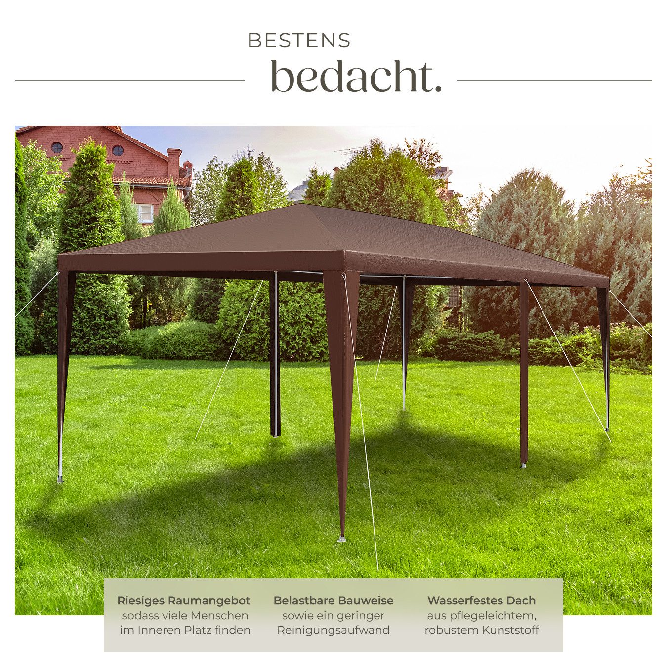 tectake Pavillon Partyzelt Almchalet abnehmbare Seitenteile mit UV-Schutz, mit 8 Seitenteilen, (600 x 300 x 250 cm, Komplettset), abnehmbare Seitenteile