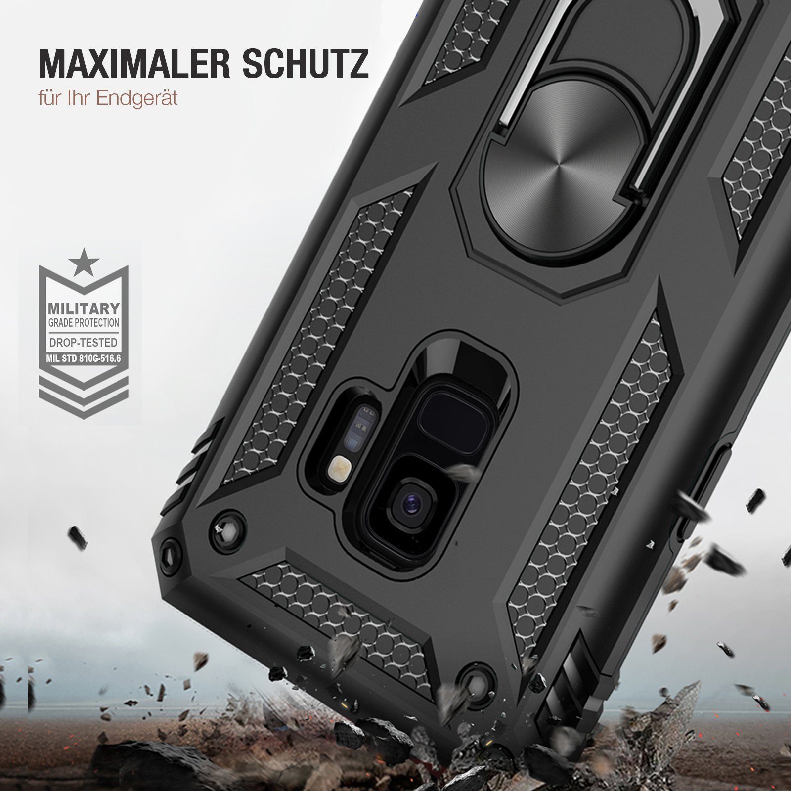 Tec-Expert Handyhülle Outdoor Cover Hülle für Samsung Galaxy S9 5.8 Zoll, 5.8, Premium Hülle aus verstärktem Polycarbonat