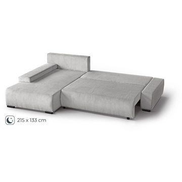 Beautysofa Ecksofa Draco L, mit Schlaffunktion, Bettkasten, Wellenfedern, Polstersofa mit Cord-Bezug, L-Form Ecksofa für Wohnzimmer